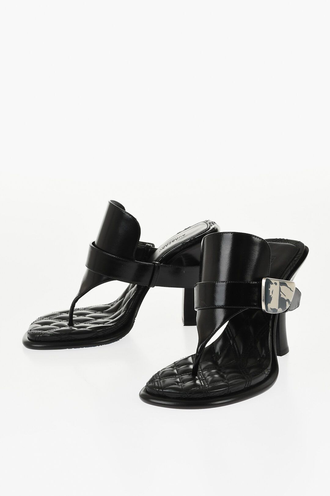 Burberry og1mm1225 Leather Thong Sandals in Black Size US 7 / IT 37 - 2 Thumbnail