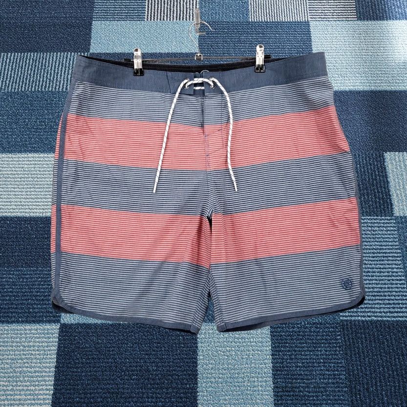 Hang Ten Hang Ten Swim Trunks Board Shorts 40 Blue Striped Drawstring Surfing Swimwear Men Size US 40 / EU 56 - 1 Thumbnail