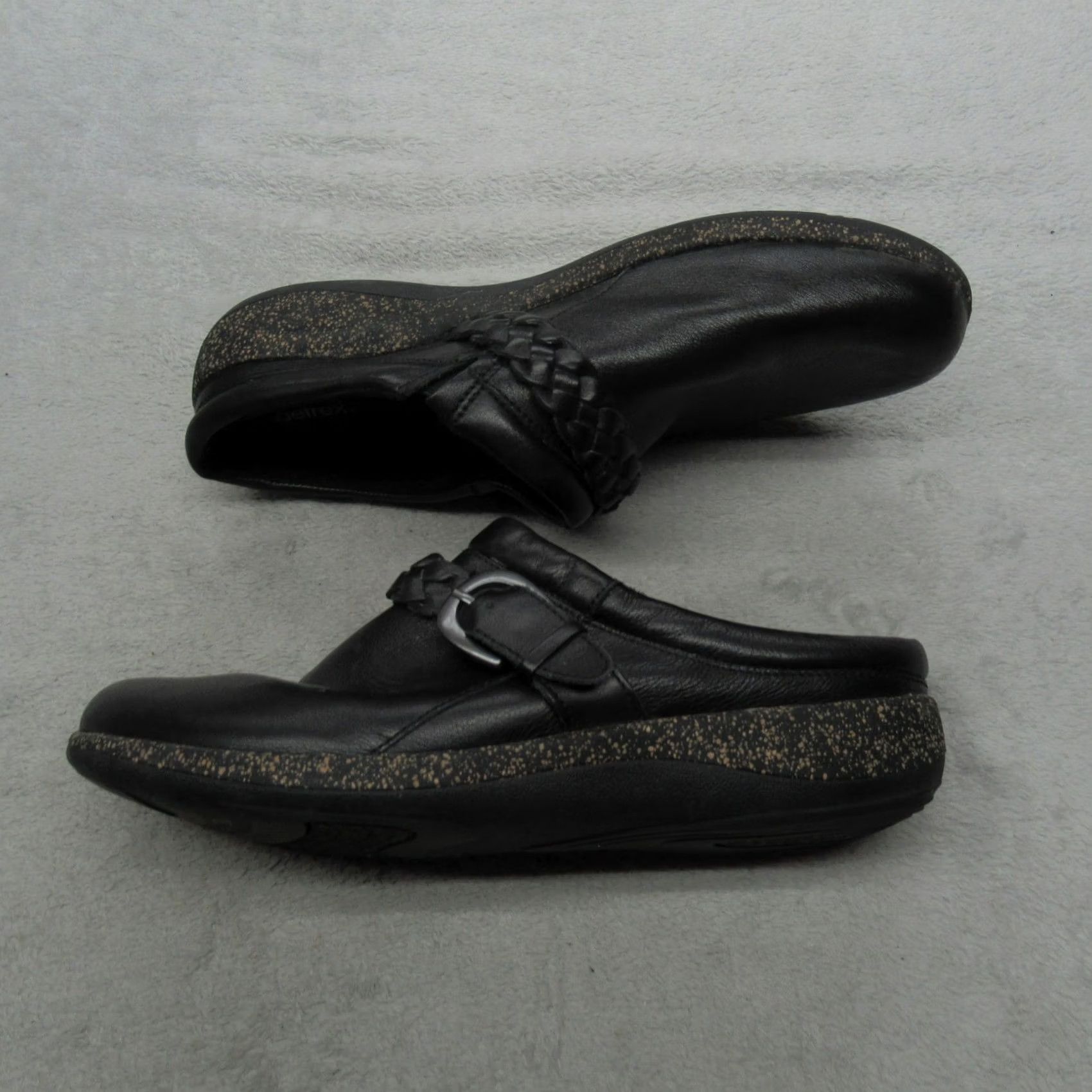 Aetrex Aetrex Womens Clogs Black Leather Braided Buckle Slip On Libby Casual Walking Modern Shoes Women Size 11 US 42 EU 8.5 UK Size US 9 / IT 39 - 4 Thumbnail