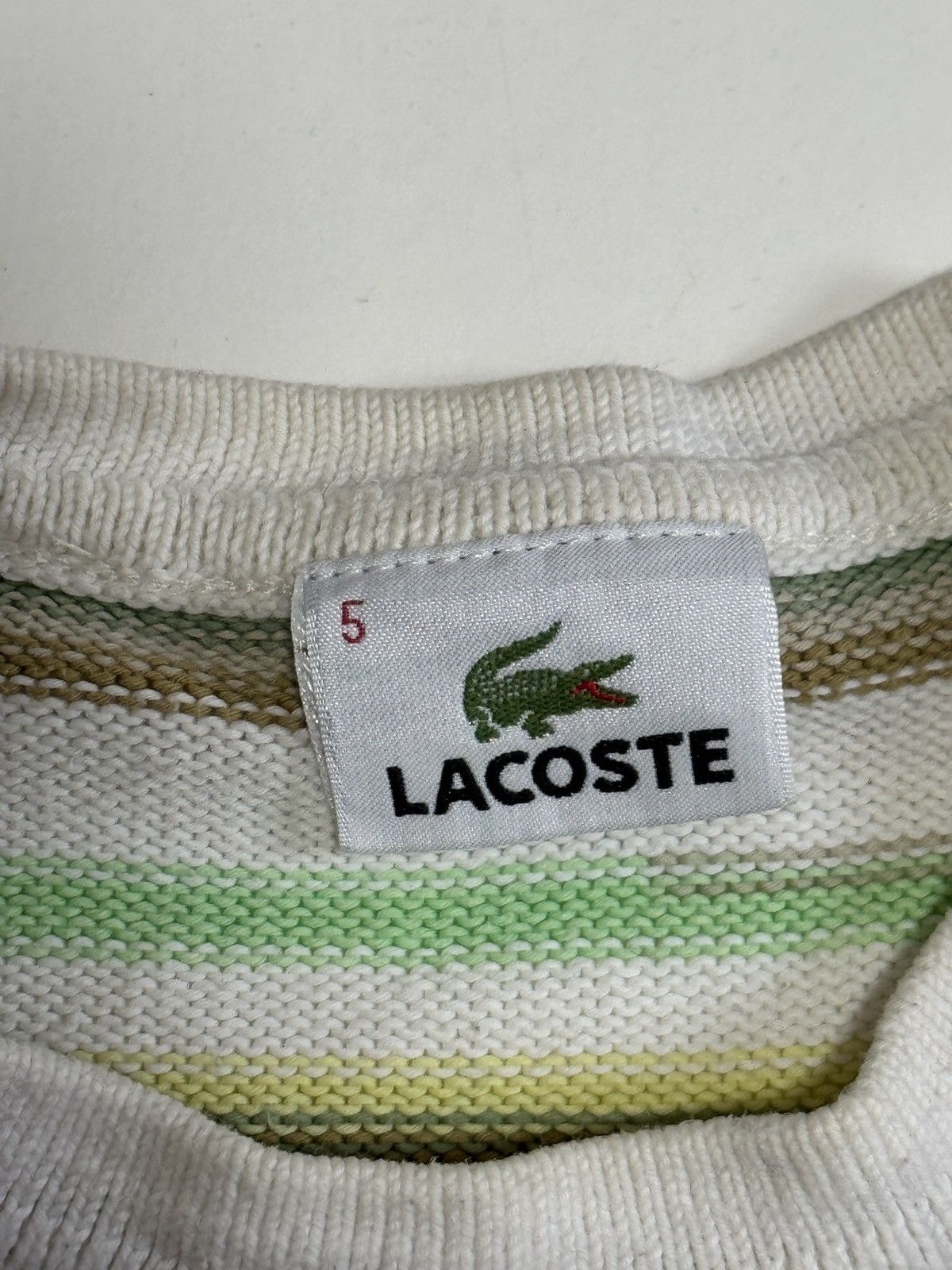 Lacoste Vintage Lacoste Sweater Strickpullover grün,braun,weiß M-L 5 Size US L / EU 52-54 / 3 - 4 Thumbnail