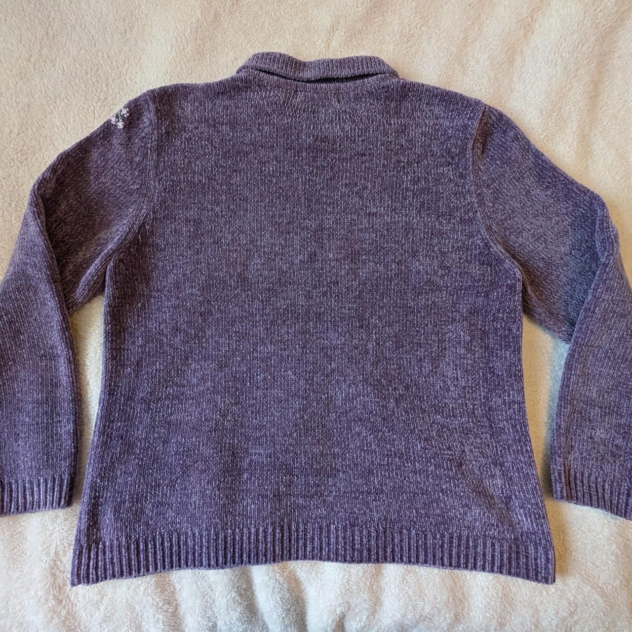 Vintage Vintage Y2K Purple Chenille Coquette Collar Pullover Sweater Size M / US 6-8 / IT 42-44 - 4 Thumbnail