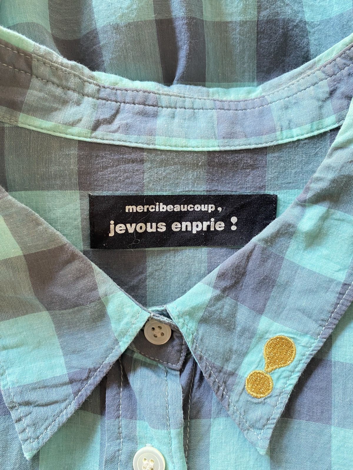 mercibeaucoup mercibeaucoup, jevous enprie Mint Checkered Button-Up Shirt Size XS / US 0-2 / IT 36-38 - 10 Thumbnail