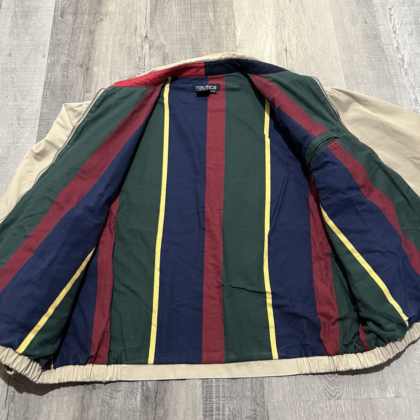 Nautica VTG Nautica Bi Swing Bomber Jacket 90s Beige Multicolor Size US L / EU 52-54 / 3 - 4 Thumbnail