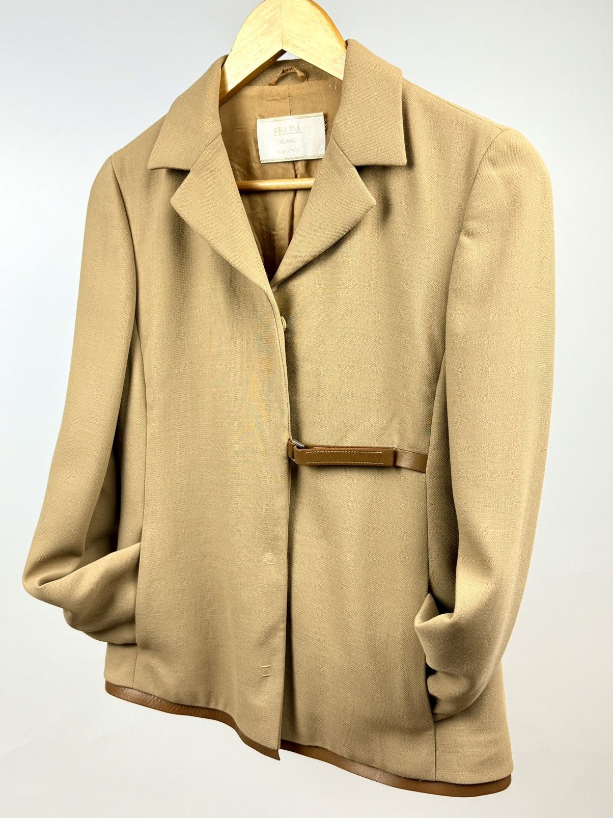 Prada Prada - FW/99 - Leather Trimmed - Wool - Jacket & Skirt Set Size S / US 4 / IT 40 - 4 Thumbnail