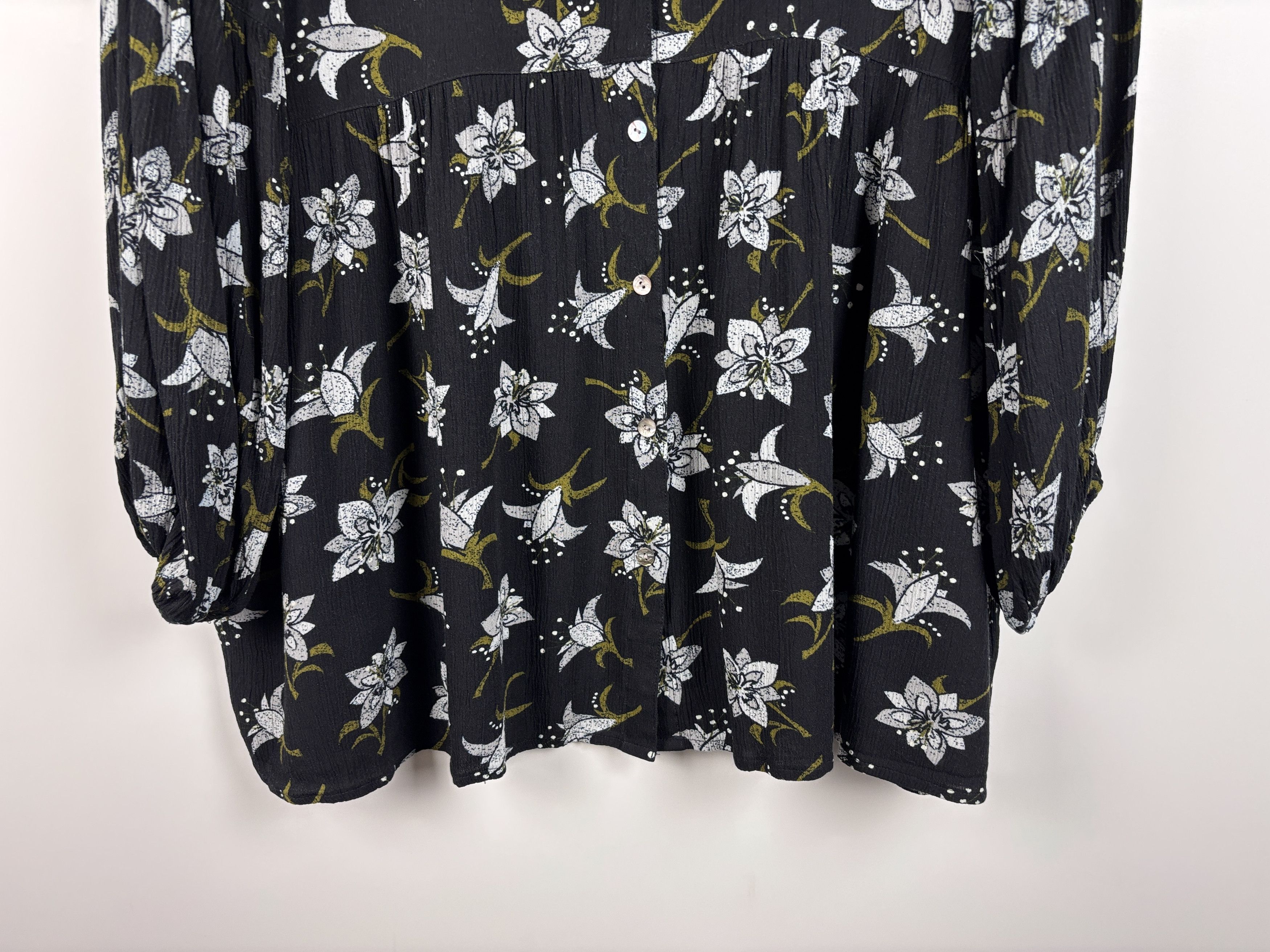 Gudrun Sjoden Gudrun Sjoden Tunic Babydoll Floral Shirt Dress Black Size L Size L / US 10 / IT 46 - 3 Thumbnail