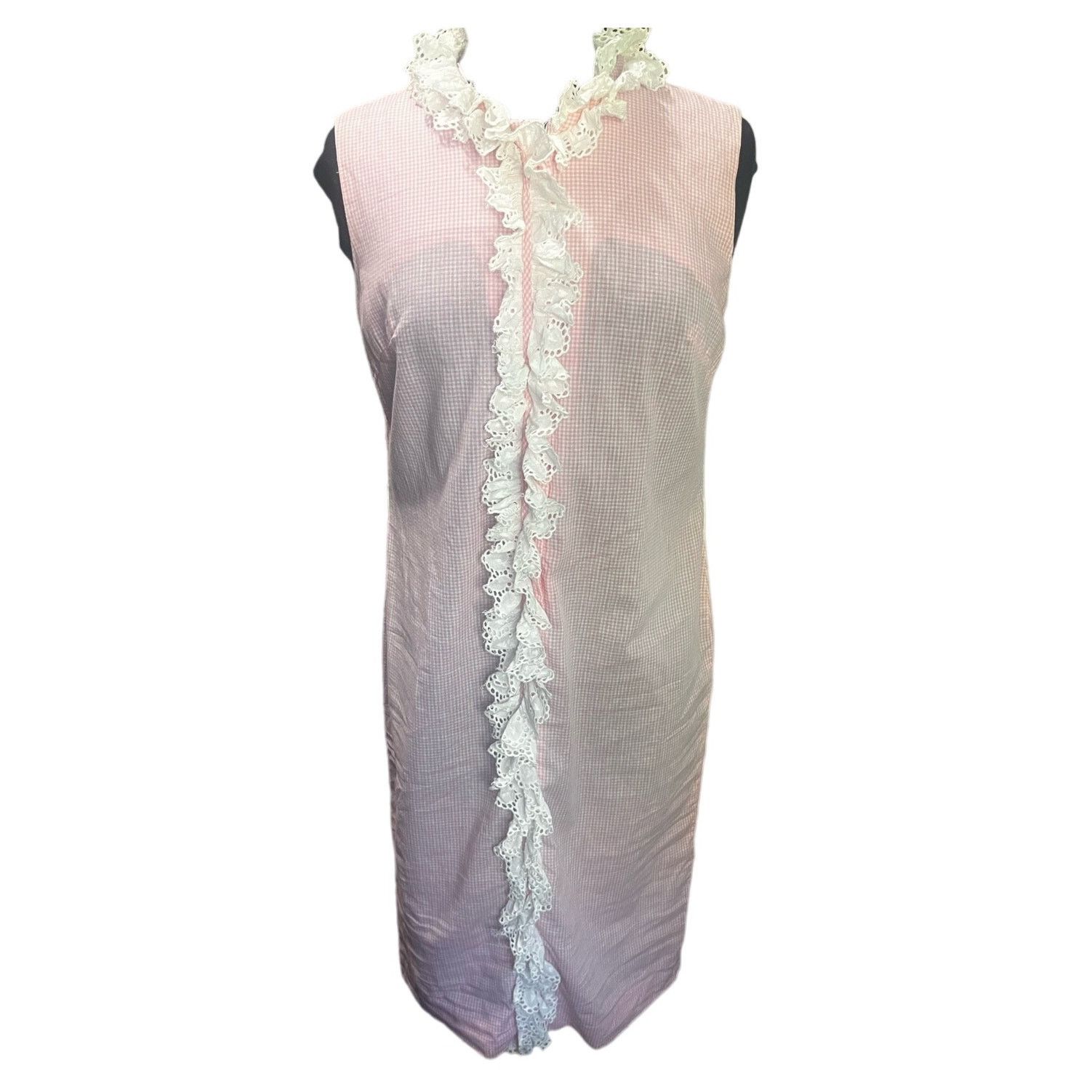 Vintage Vintage 60s Lou Elle Pink White Gingham Ruffle Dress Small Size M / US 6-8 / IT 42-44 - 1 Thumbnail