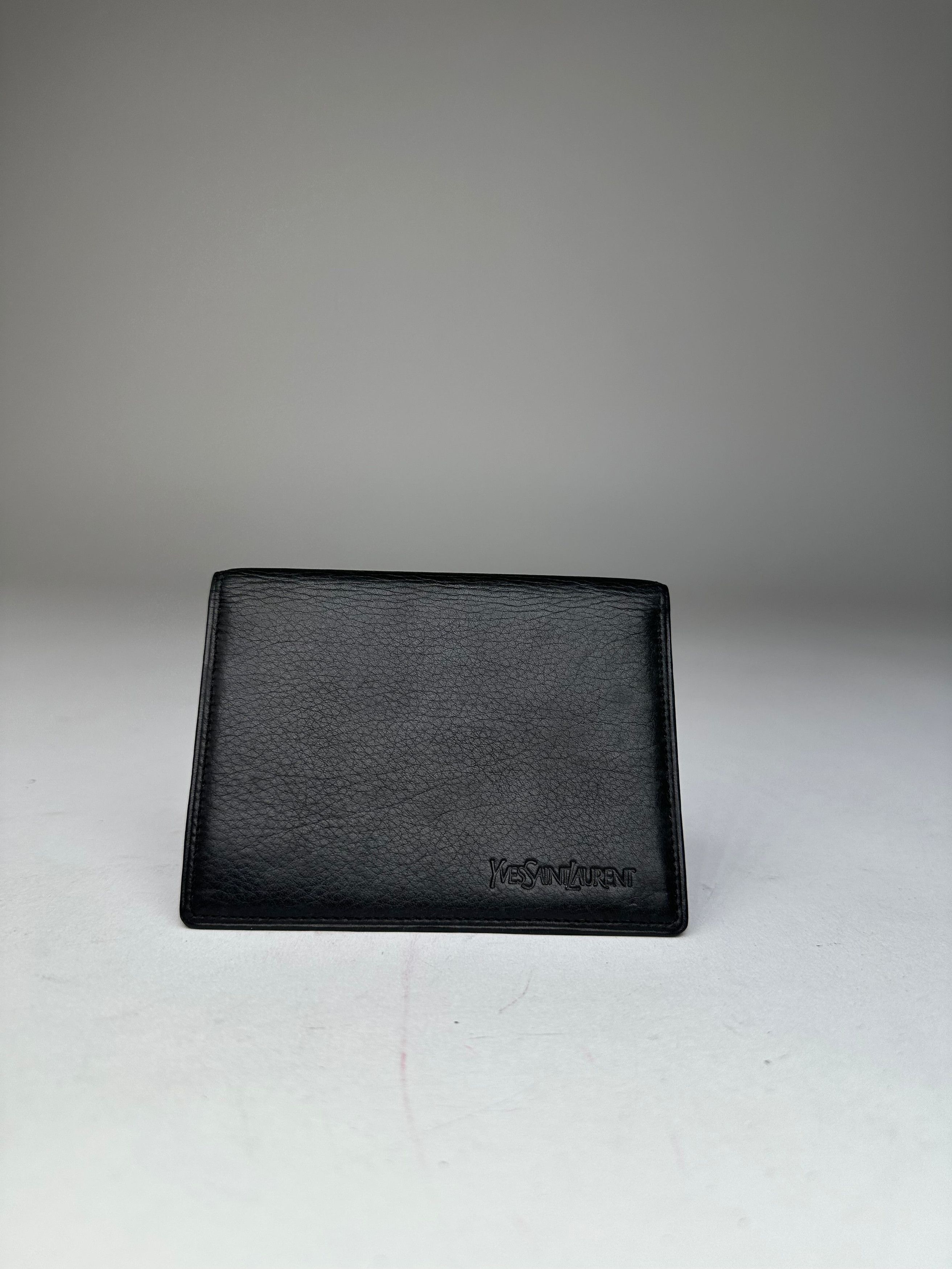 Yves Saint Laurent Vintage Grained Leather Bifold Card Holder Black Size ONE SIZE - 1 Thumbnail