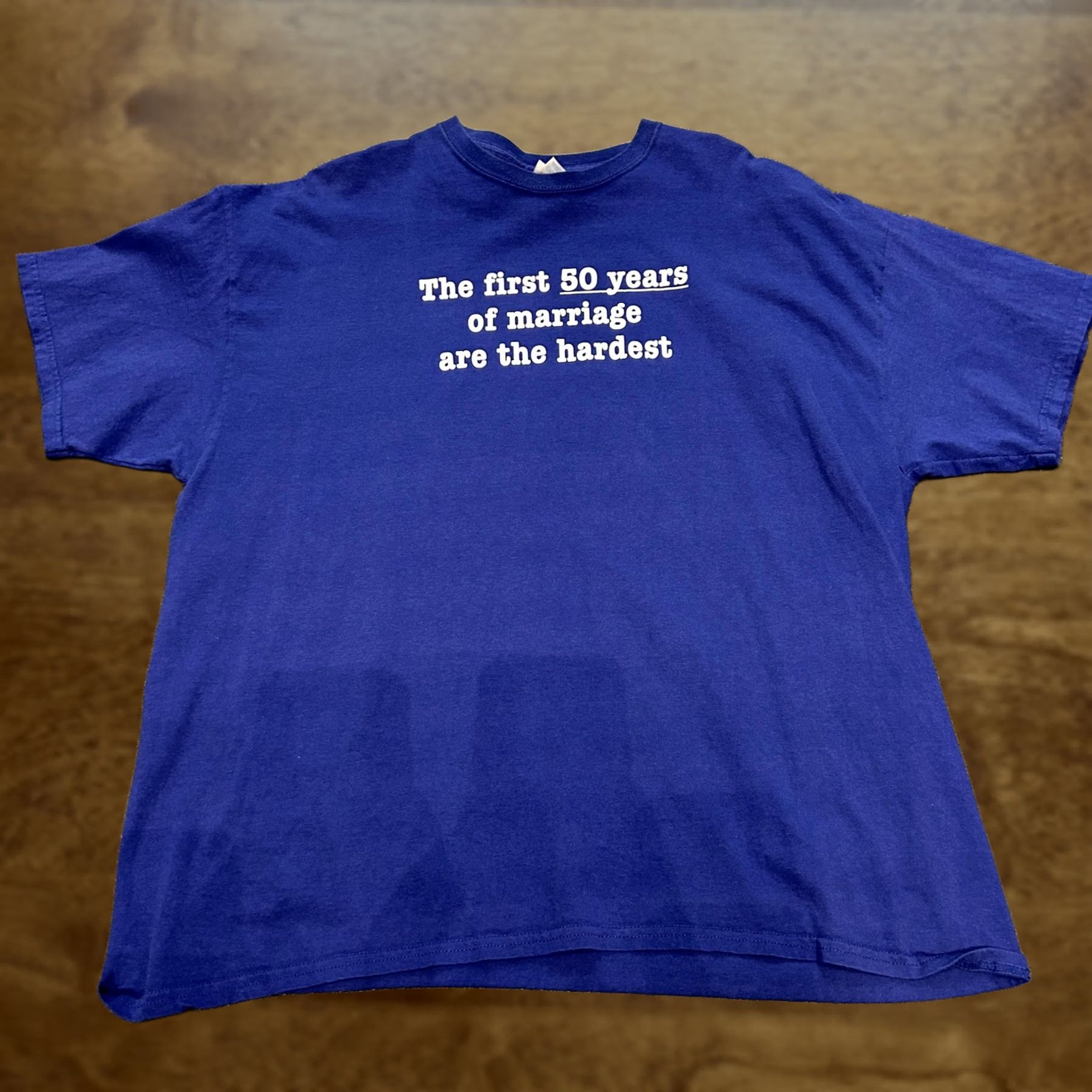 Gildan Gildan Shirt Mens 2XL Blue Funny Marriage Graphic Tee T-Shirt Anniversary Size US XXL / EU 58 / 5 - 1 Thumbnail