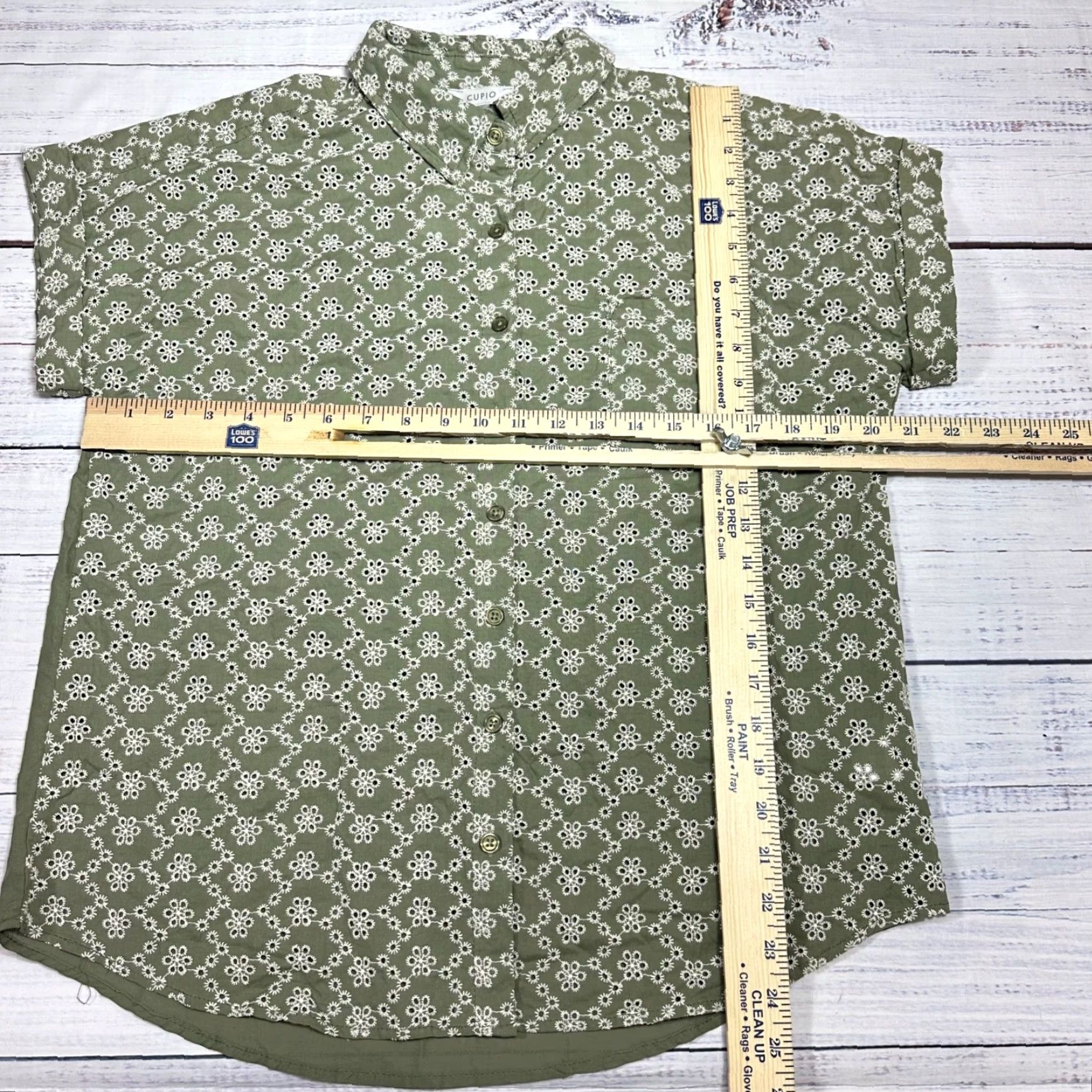 Vintage Cupio Womens Blouse Dolman Sleeve Button Front Medium Green Embroidered Size M / US 6-8 / IT 42-44 - 2 Thumbnail