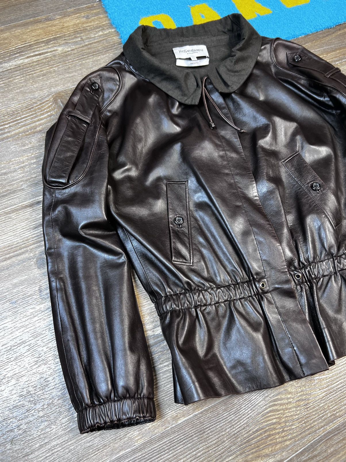 Yves Saint Laurent Yves Saint Laurent Rive Gauche Brown Leather Jacket Size XS / US 0-2 / IT 36-38 - 9 Thumbnail