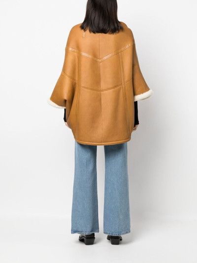 Saint Laurent Paris o1tp1o1224 Cape In Leather With Shearling in Bourbon Ecru Size M / US 6-8 / IT 42-44 - 3 Thumbnail