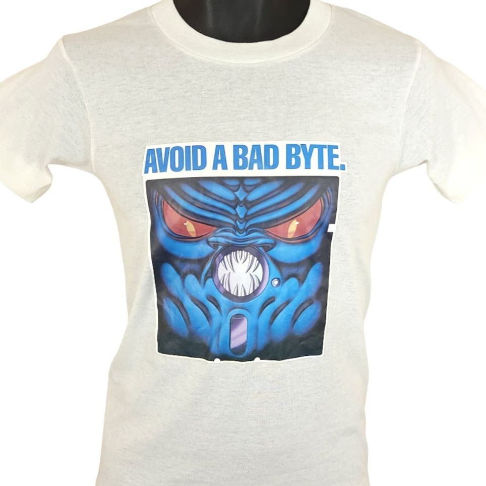 Vintage VINTAGE TDK No Risk Disk T Shirt Mens XS 80s Avoid A Bad Byte Made In USA White Cotton Blend Short Sleeve Crew Neck Tech 80s Mens XS Size US XS / EU 42 / 0 - 2 Thumbnail