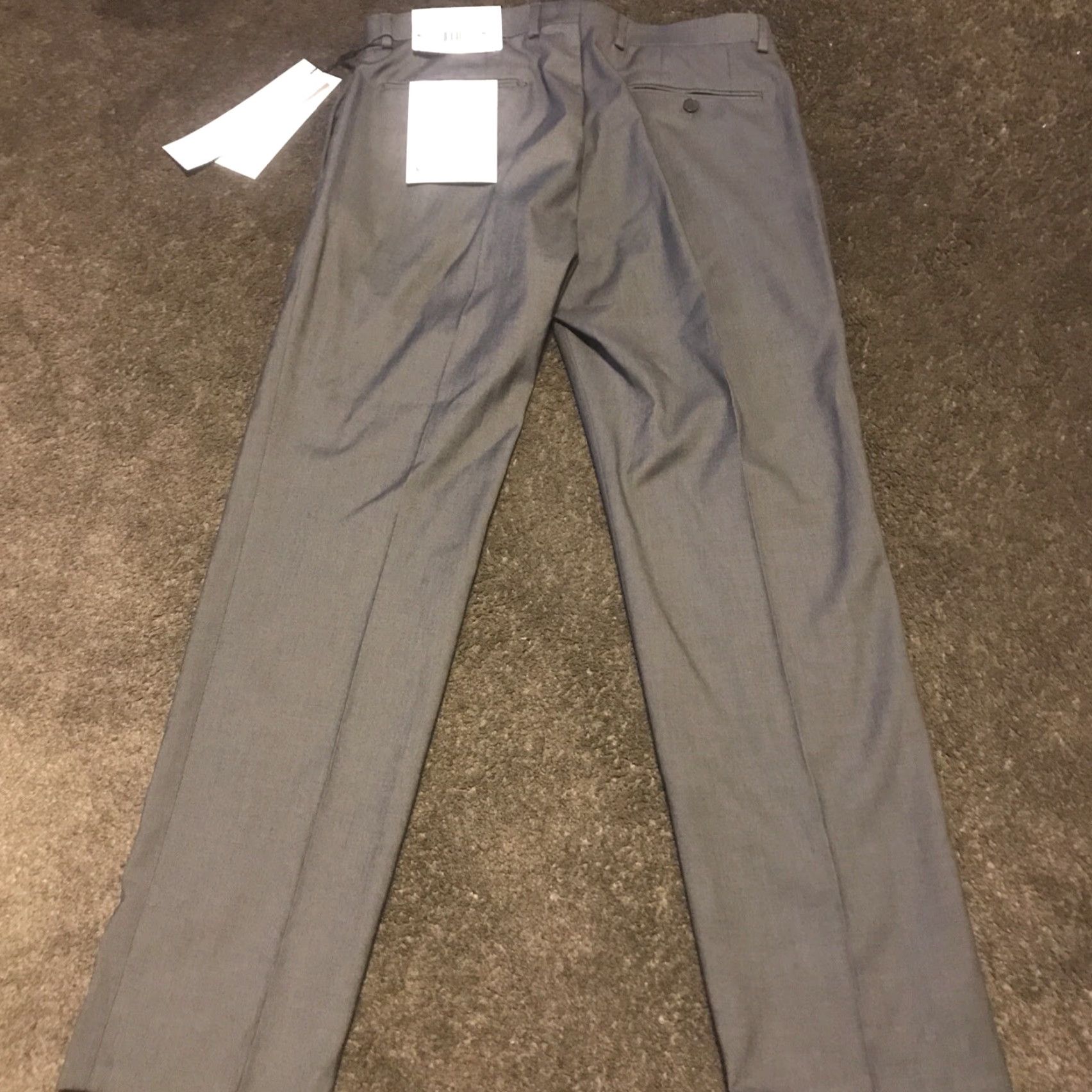 Calvin Klein Calvin Klein Men's Slim Fit Gray Flat Front Suit Trousers Dress Pants 34w 30l Size 34R - 2 Thumbnail