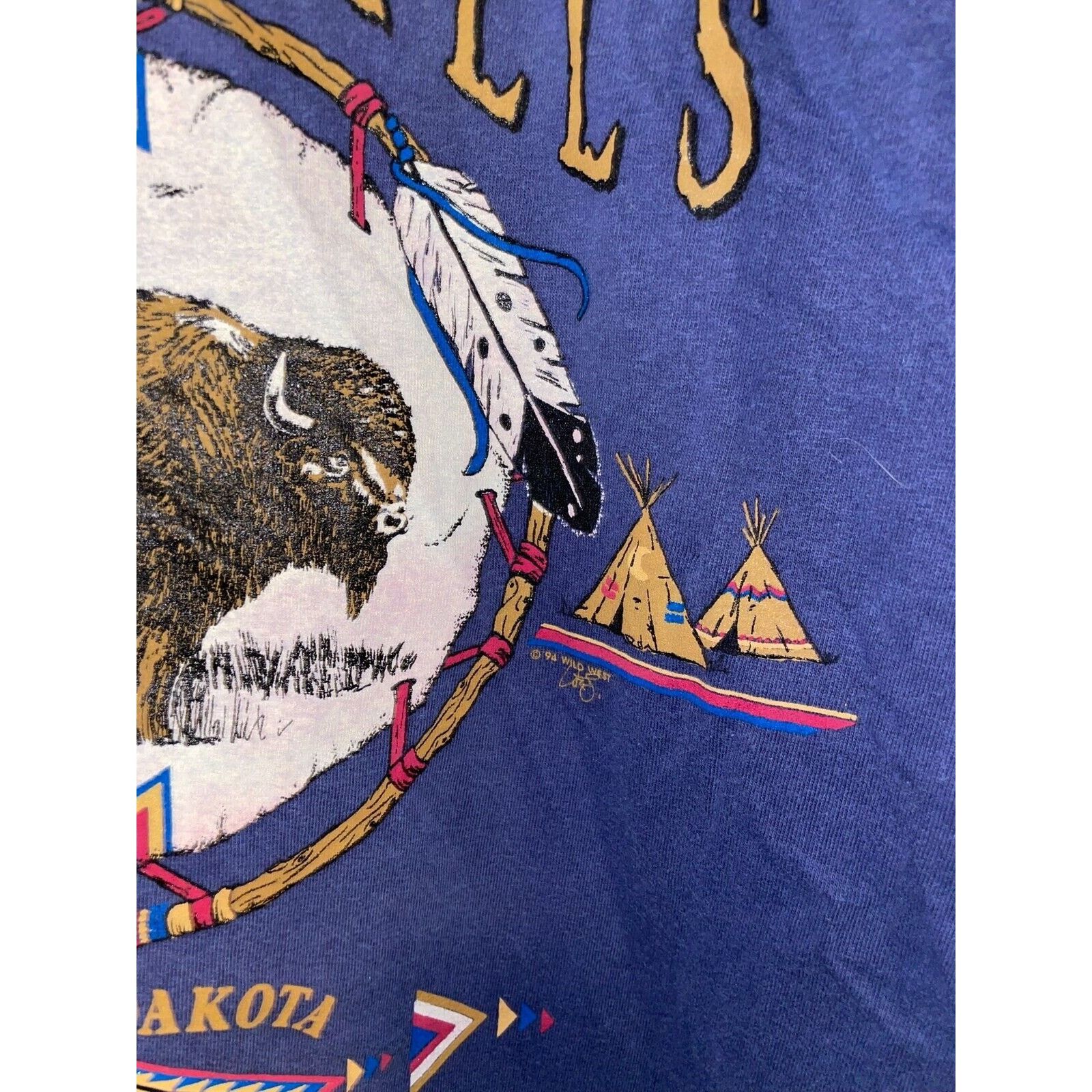 Vintage Vintage Bison Shirt Black Hills South Dakota Buffalo Tee 90s Size US L / EU 52-54 / 3 - 3 Thumbnail