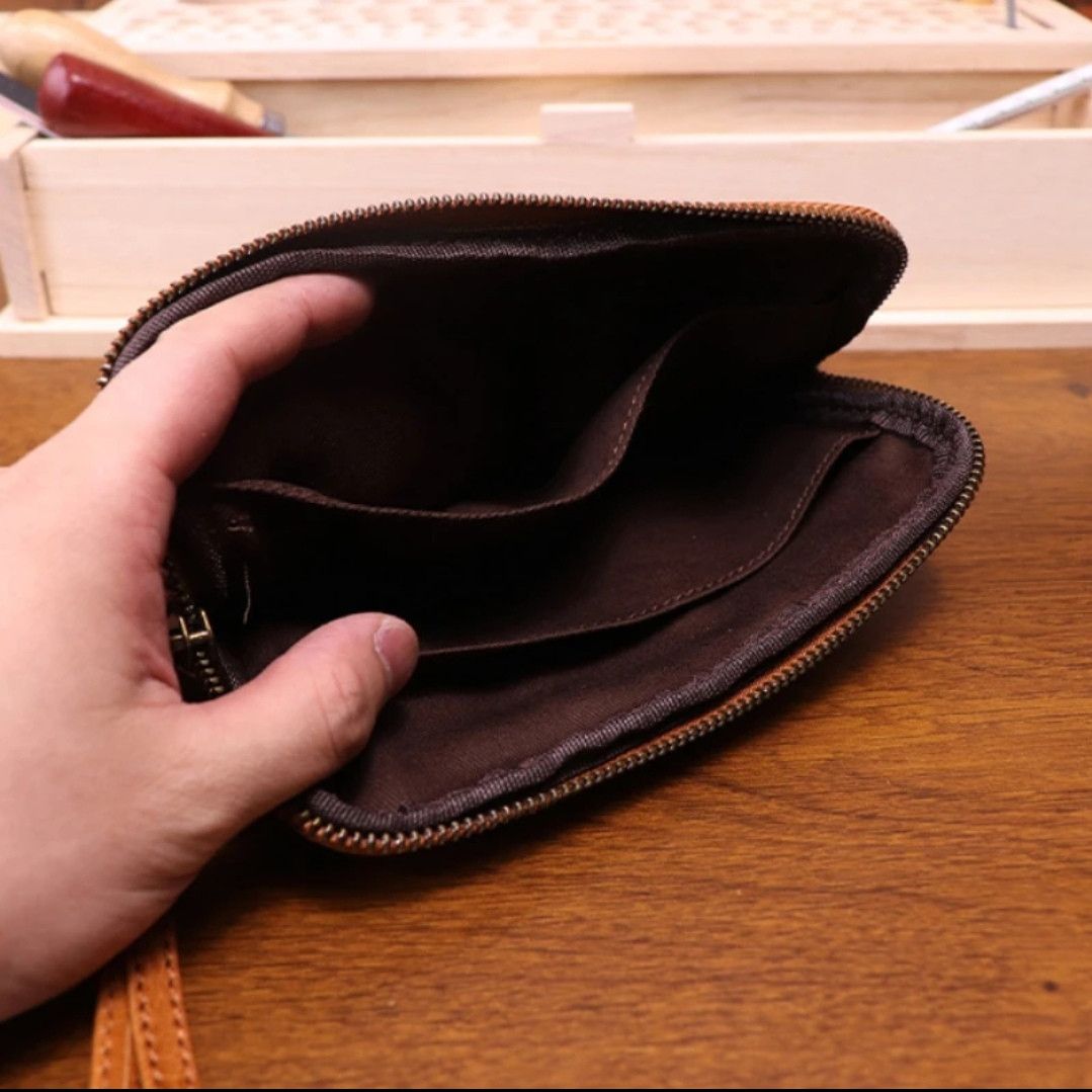 Japanese Brand × Leather × Vintage Vegetable Tanned Zipper Clutch Wallet Size ONE SIZE - 4 Thumbnail