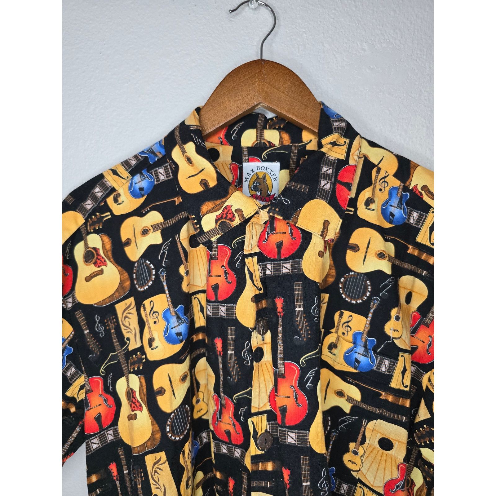 Vintage Vintage Max Boxxer Shirt Guitar AOP Hawaiian Button Down Size US L / EU 52-54 / 3 - 7 Thumbnail