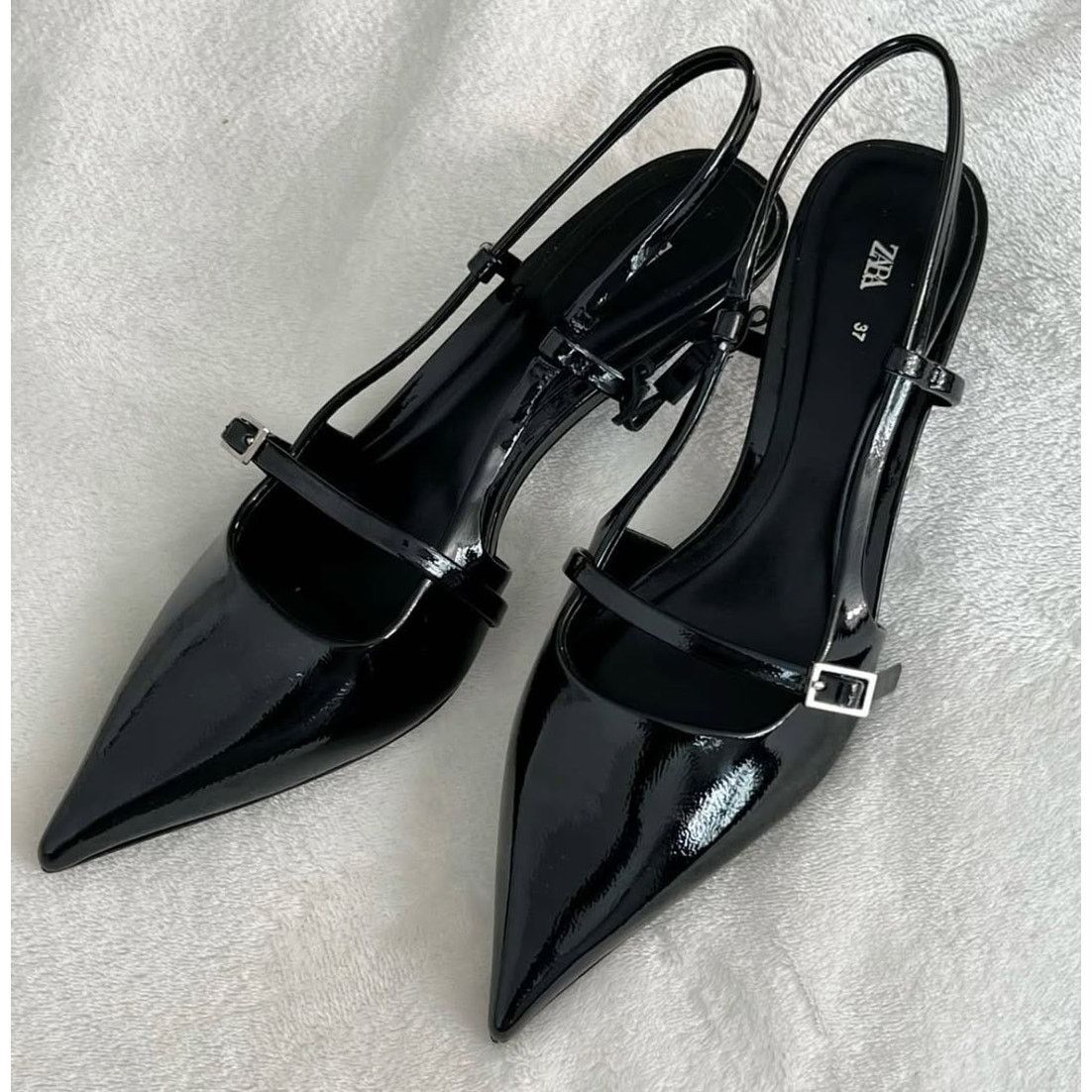 Zara ZARA Black Patent Slingbacks NWT Size 8 Size US 8 / IT 38 - 12 Thumbnail