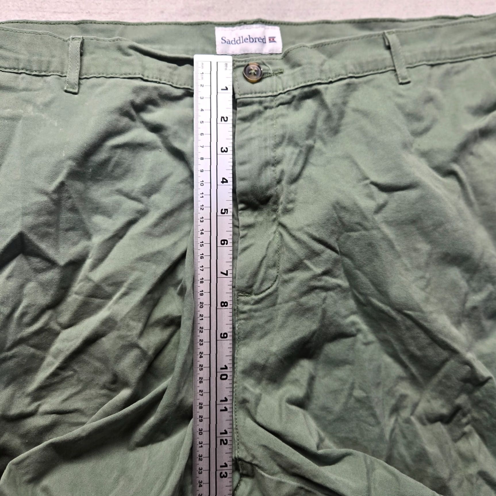 Vintage Saddlebred Mens Chino Shorts Flat Front Green 42 Casual Pockets Zipper Fly Cotton Size US 42 / EU 58 - 6 Thumbnail