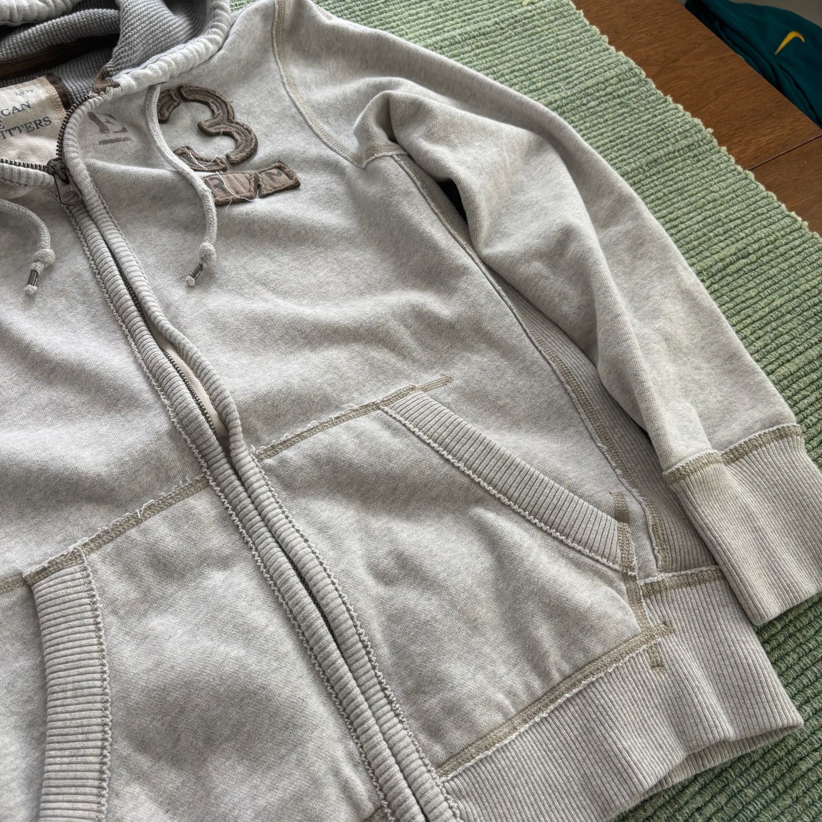 American Eagle Outfitters Y2K American Eagle Zip Up Cotton Waffle Lined Hoodie Sz S Size S / US 4 / IT 40 - 4 Thumbnail