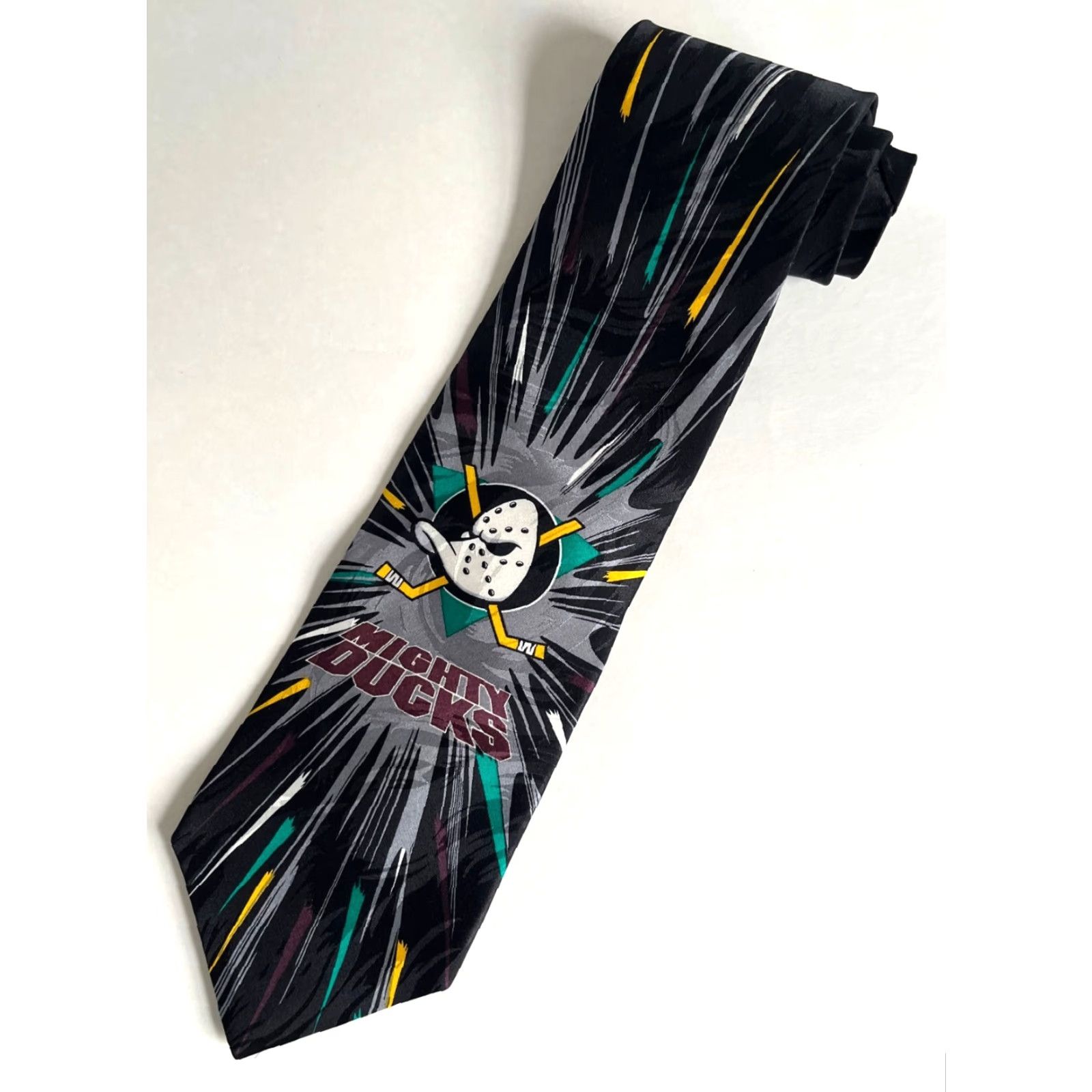 NHL VINTAGE NWT Mighty Ducks of Anaheim Silk Tie NHL Ralph Marlin Men Size ONE SIZE - 2 Thumbnail