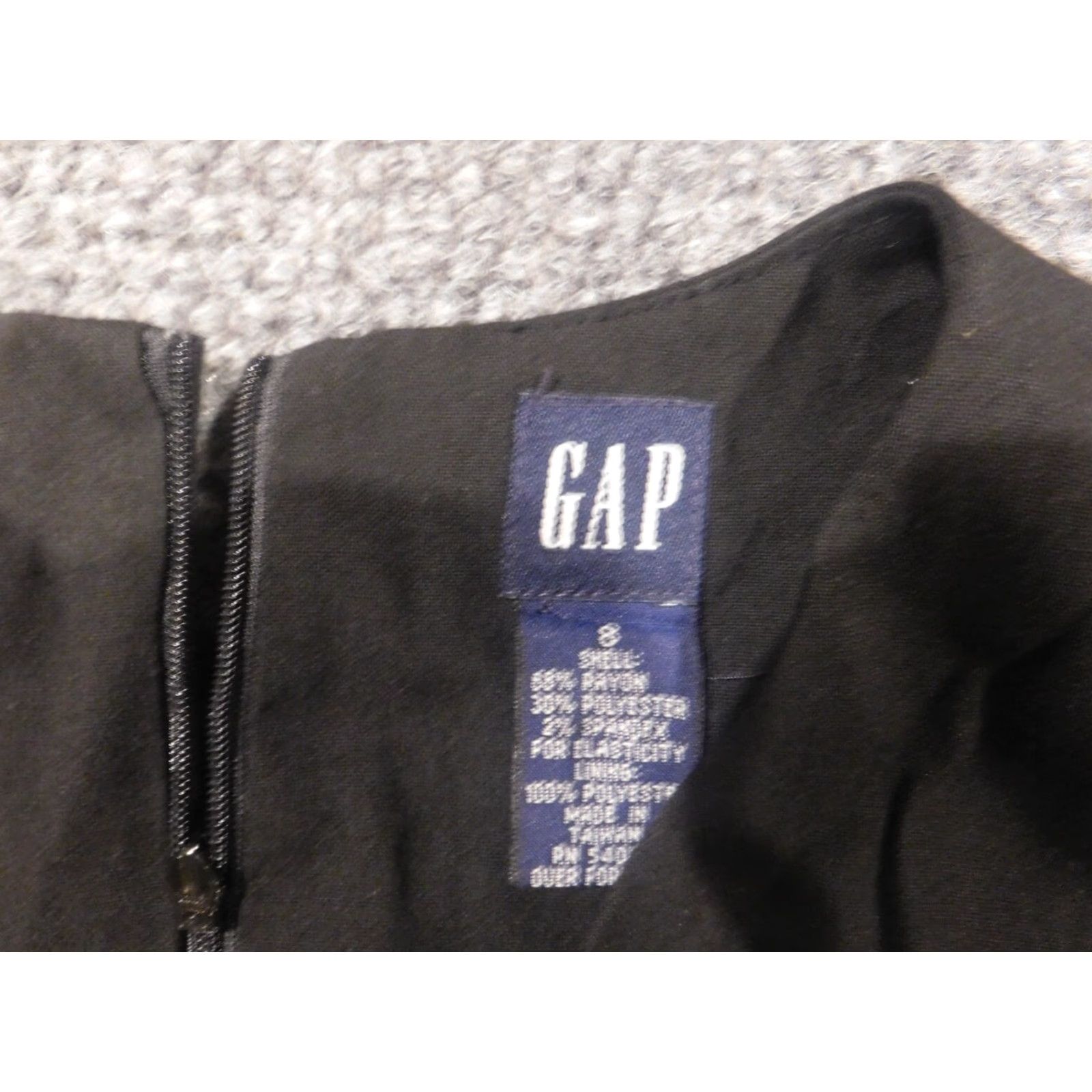Gap Gap Womens Dress A-Line 8 Long Black Zip Crew Neck Sleeveless Dolman Sleeve Rayon Polyester Stretch Lined Ruffle Solid Vintage No Size M / US 6-8 / IT 42-44 - 5 Thumbnail