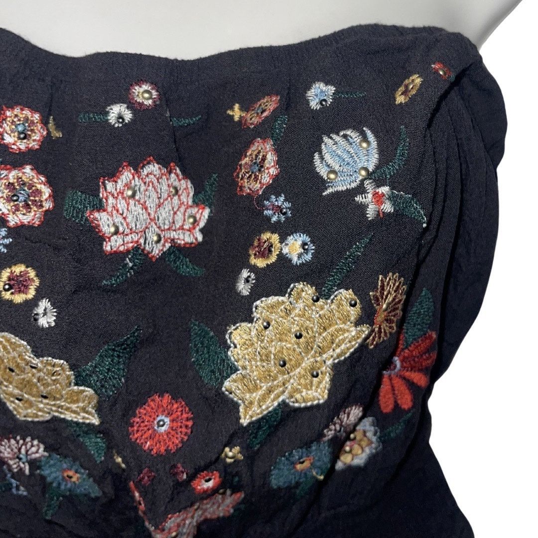 Target Basics Xhilaration Strapless Jumpsuit Floral Embroidery Boho Chic Size 26" / US 2 / IT 38 - 4 Thumbnail