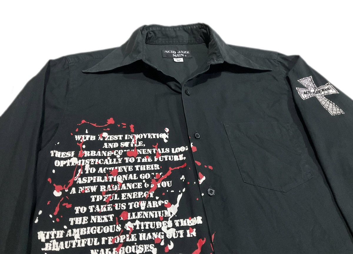 Hysteric Glamour × Japanese Brand × Seditionaries 🔥Sick Y2K Acid Jazz Men Poem Cross Shirt Size US M / EU 48-50 / 2 - 5 Thumbnail