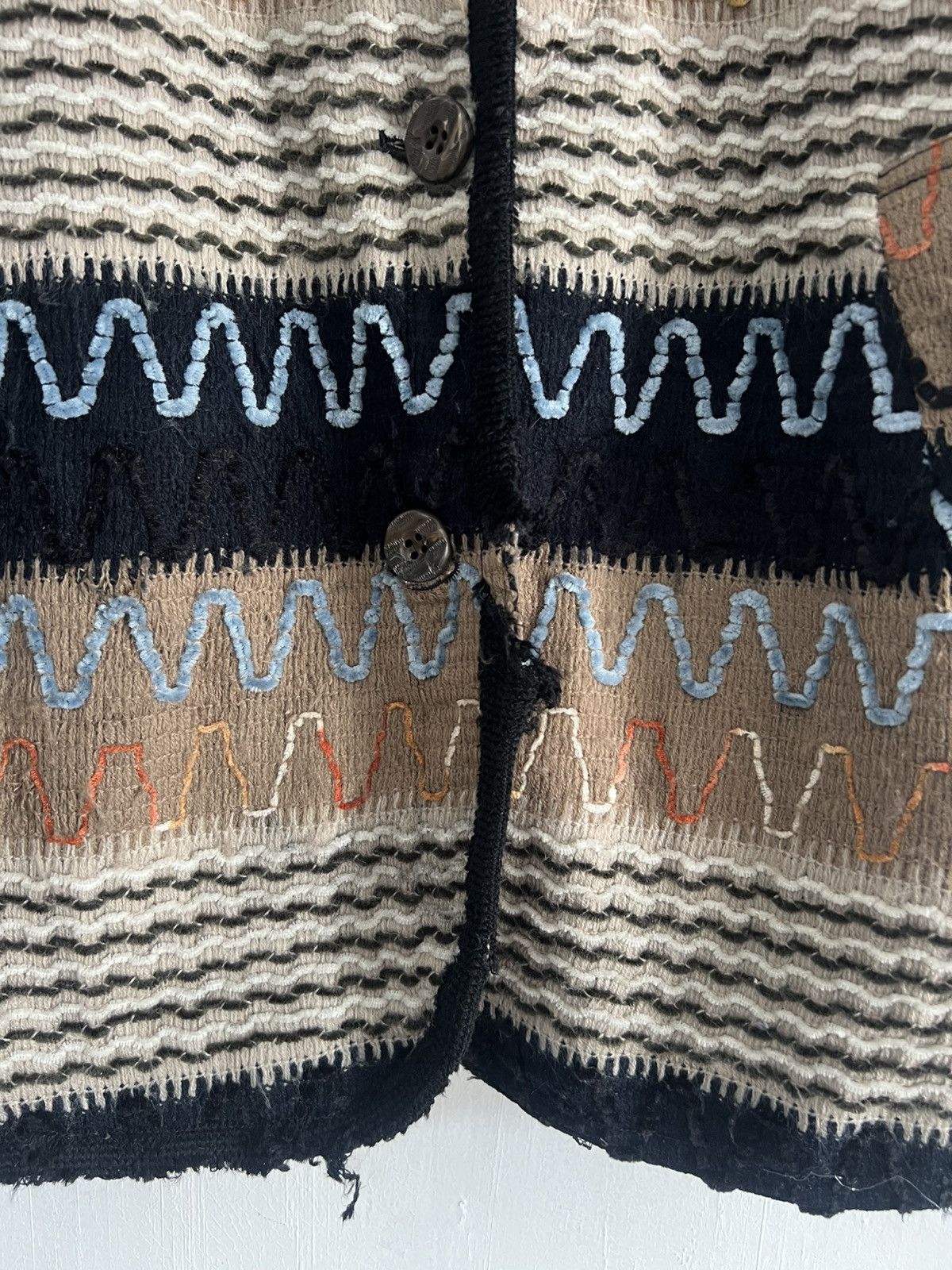 If Six Was Nine Patchwork Sashiko Dyed Button Up Fleece Japan Size US M / EU 48-50 / 2 - 7 Thumbnail