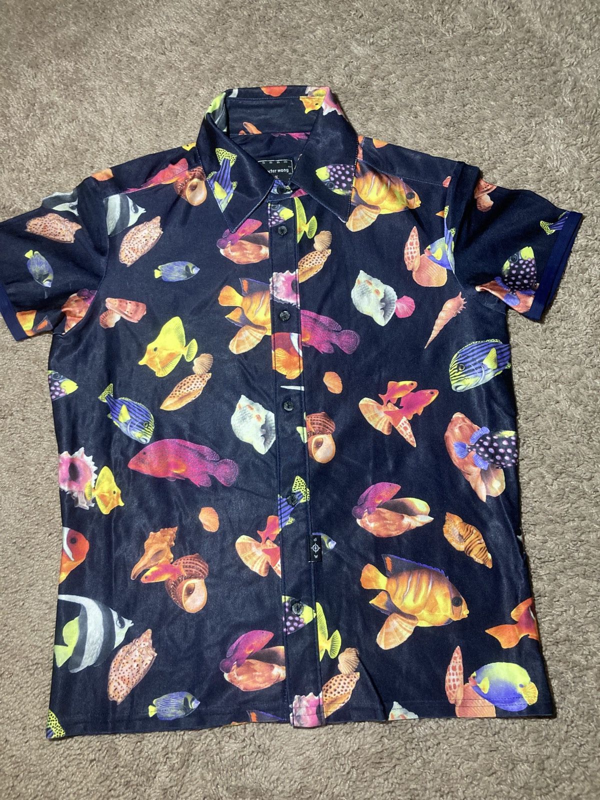 Dexter Wong SS99 Dexter Wong Fish Print Button Up Rave 90s 1999 UK Size US S / EU 44-46 / 1 - 2 Thumbnail