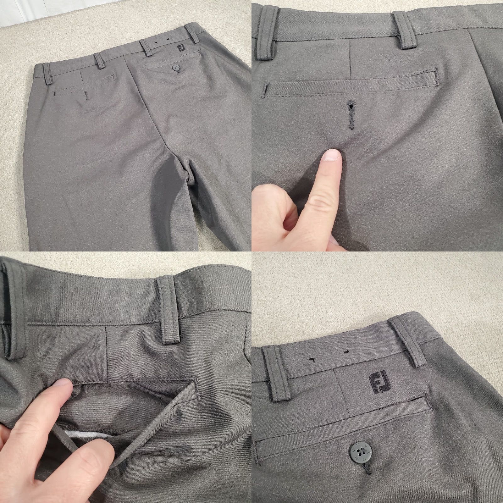 Footjoy FootJoy Pants Mens 34x32 Gray Chino Flat Front Logo Solid Athletic Casual Golf Size US 34 / EU 50 - 8 Thumbnail