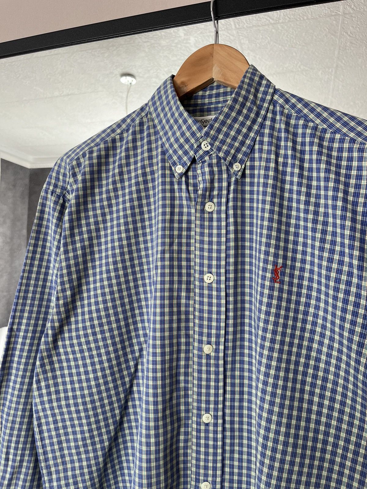 Yves Saint Laurent Vintage Yves Saint Laurent Checkered 90s White Shirt Rare Size US M / EU 48-50 / 2 - 2 Thumbnail