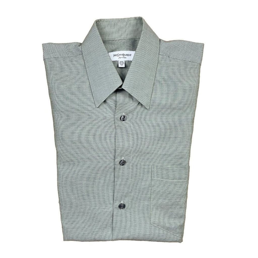 Yves Saint Laurent YVES SAINT LAURENT Luxury Dress Sport Green Shirt Size 14.5 Size 50S - 3 Thumbnail