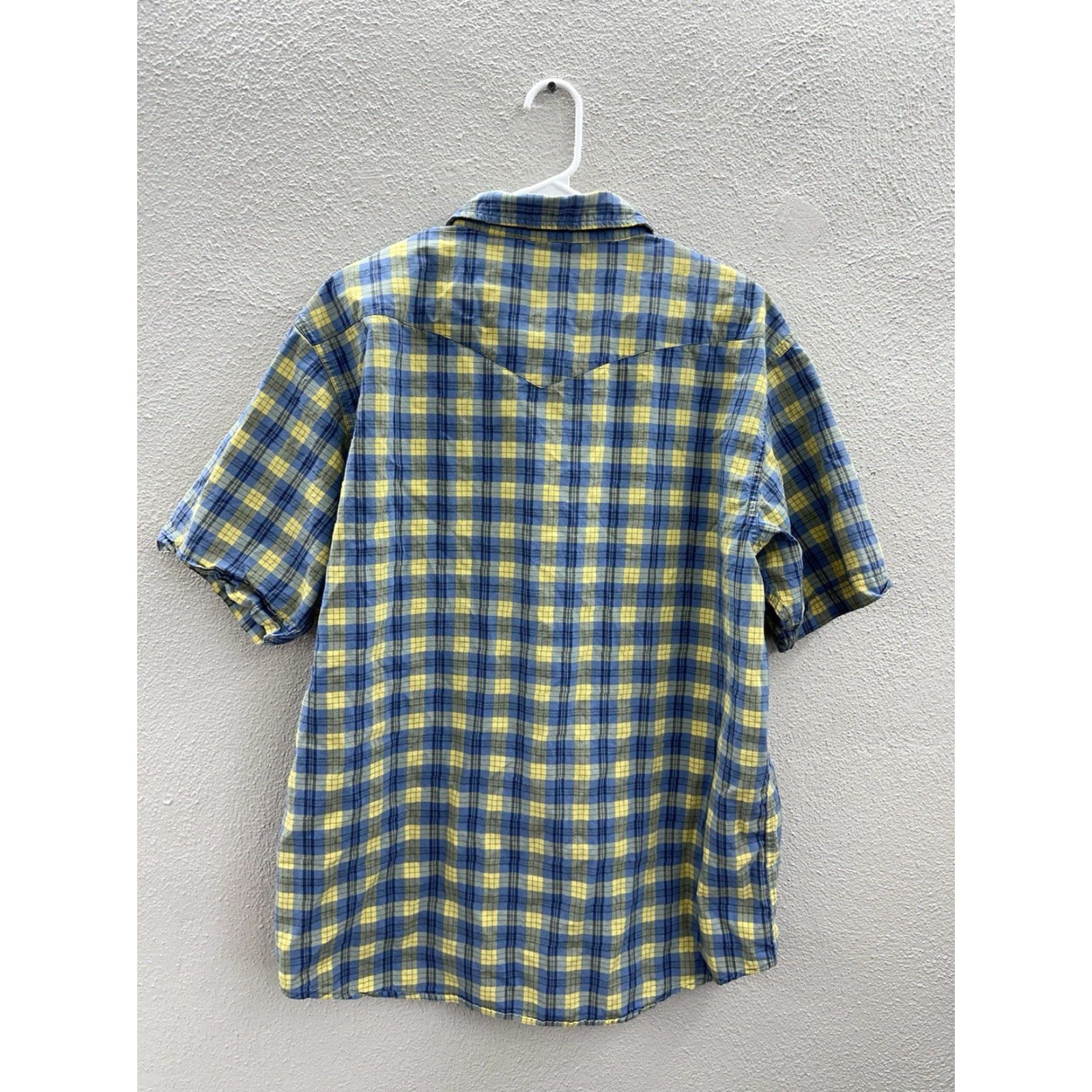 Gap Gap Factory Store Mens Shirt XL Blue Yellow Plaid ShortSleeve Pearl Snap Up Size US XL / EU 56 / 4 - 6 Thumbnail