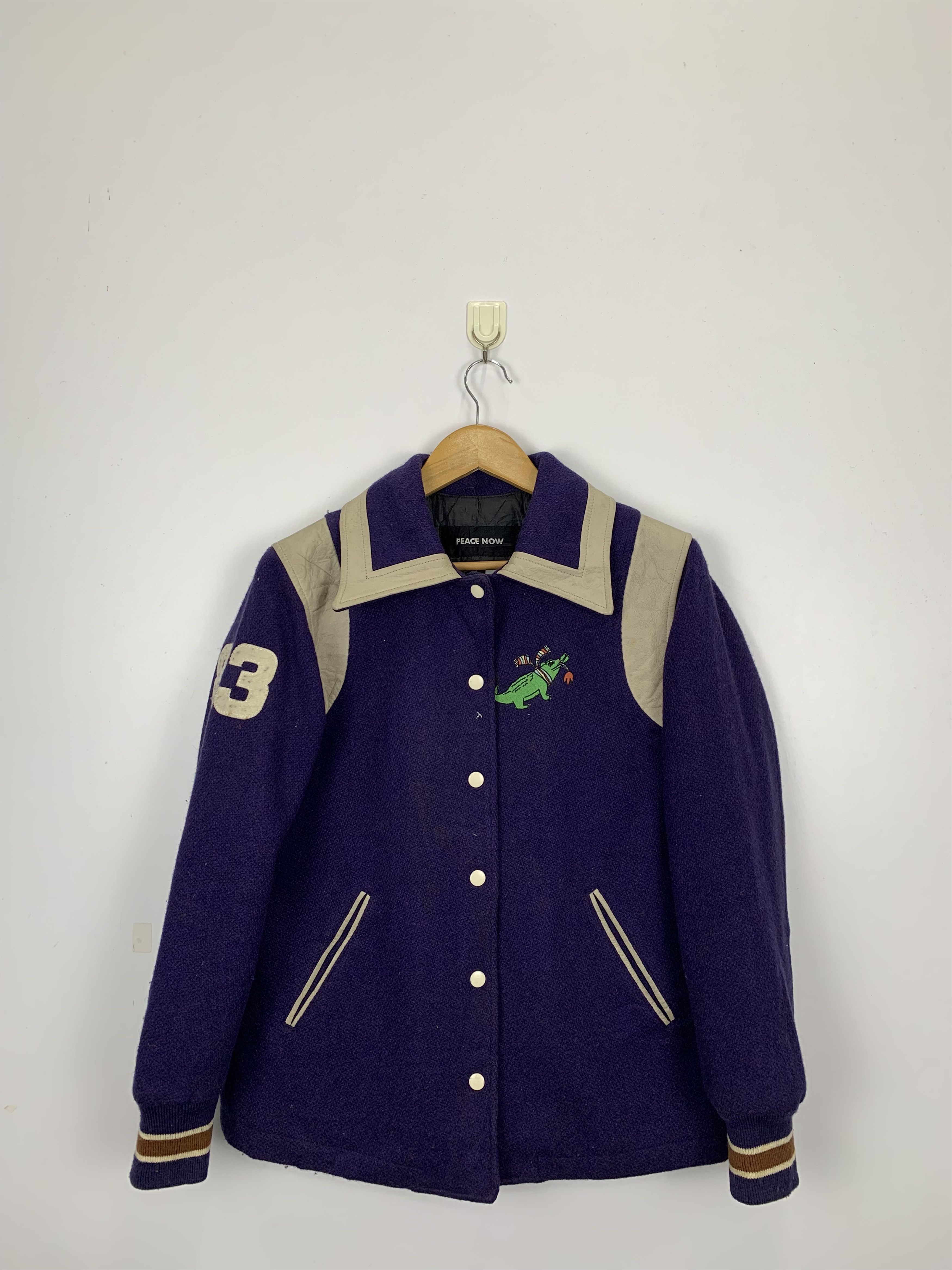Vintage 80s Wool Leather Varsity Jacket Purple V0452