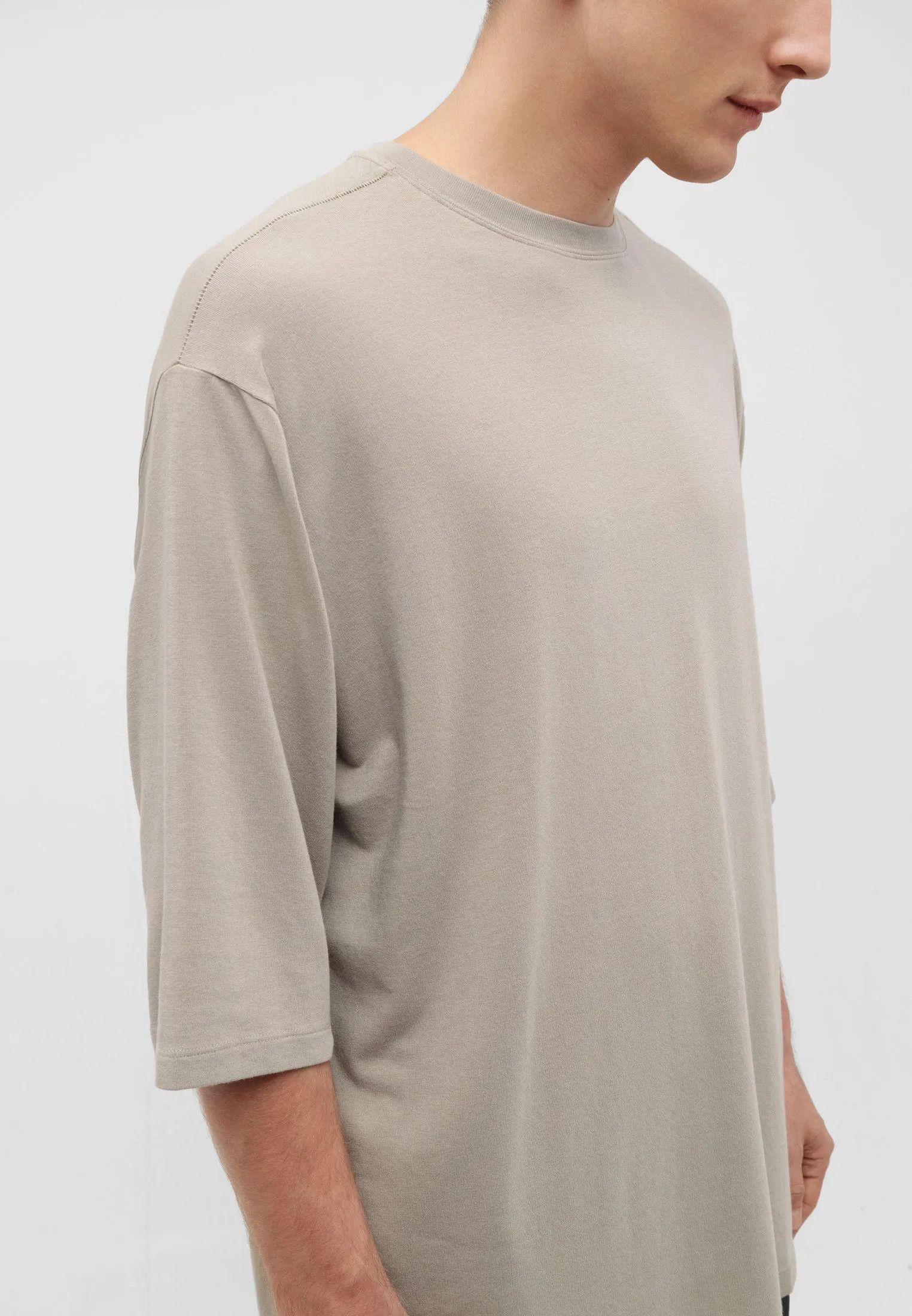 Thom Krom Thom Men Unisex Moonbeam Beige T-Shirt Cotton Modal Size M Size US M / EU 48-50 / 2 - 8 Thumbnail