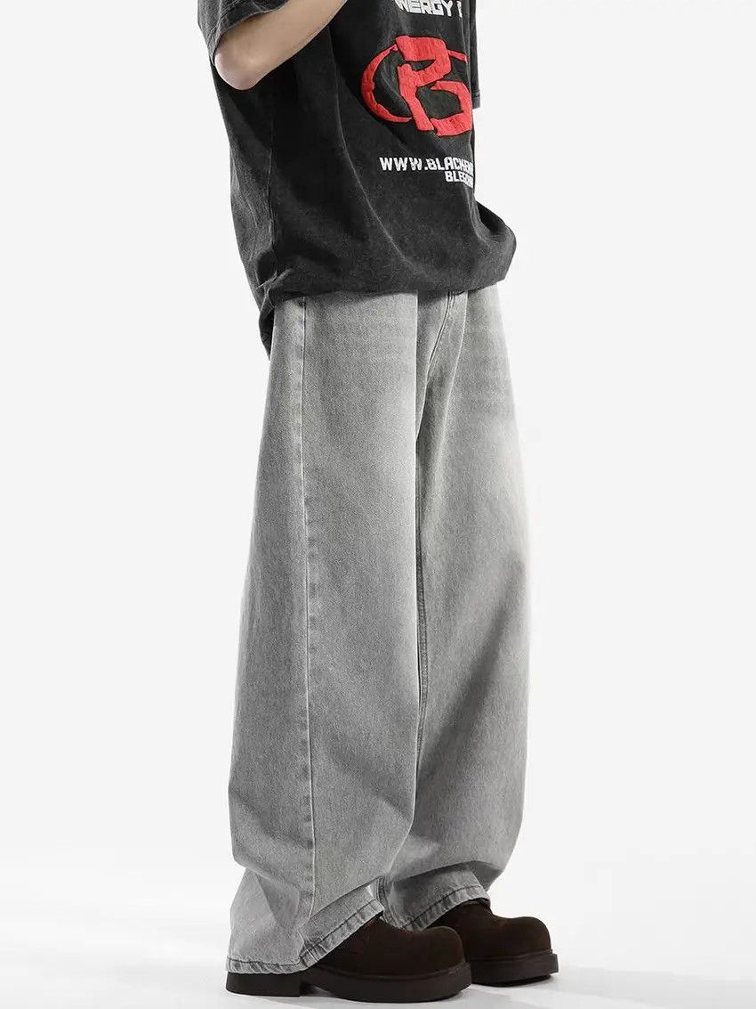 Designer × Japanese Brand Faded smoky gray washed and distressed baggy jeans Size US 34 / EU 50 - 5 Thumbnail