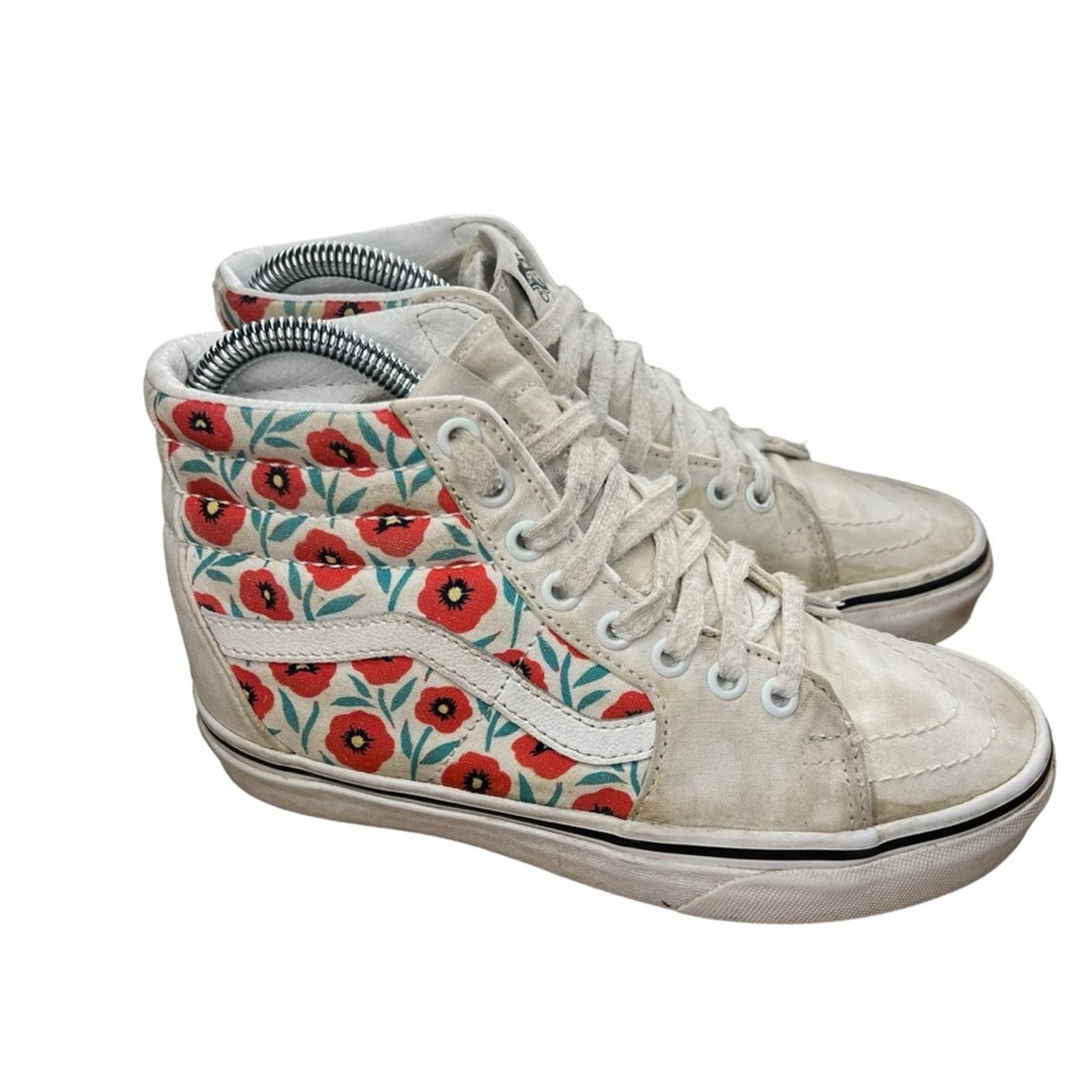 Vans Vans Sk8-Hi Womens Sneakers Size 5 White Red Teal Floral Size US 5 / IT 35 - 7 Thumbnail