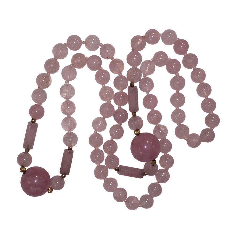Designer 14 kt Gold Rose Quartz Bead Flapper Necklace Size ONE SIZE - 2 Thumbnail