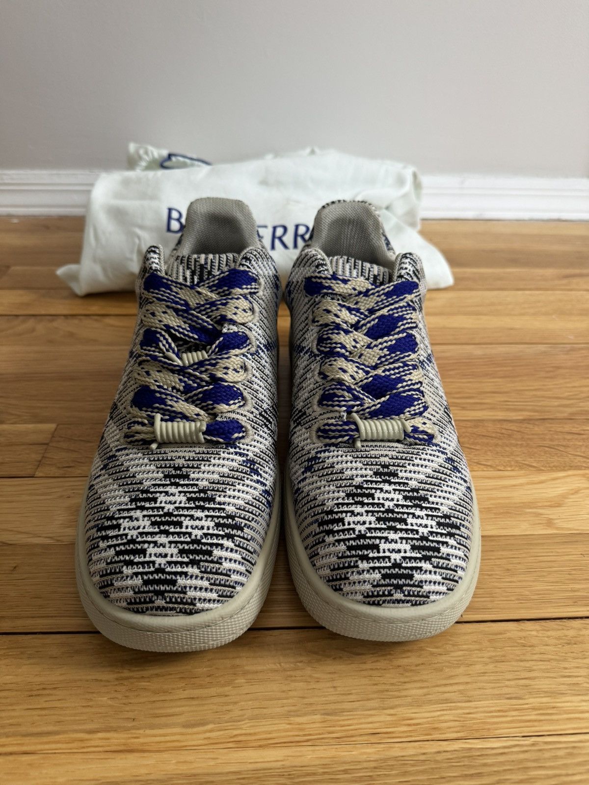 Burberry Burberry Men's "Box Knit" Canvas IP Check Low Top Sneakers Size US 12 / EU 45 - 1 Thumbnail
