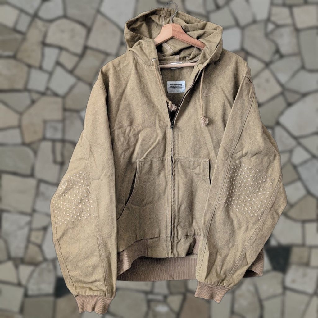 Nike VINTAGE Nike Sportswear Life Canvas Full Zip Hoodie Khaki Tan Sashiko Mens Medium HQ6122 Size US M / EU 48-50 / 2 - 1 Thumbnail