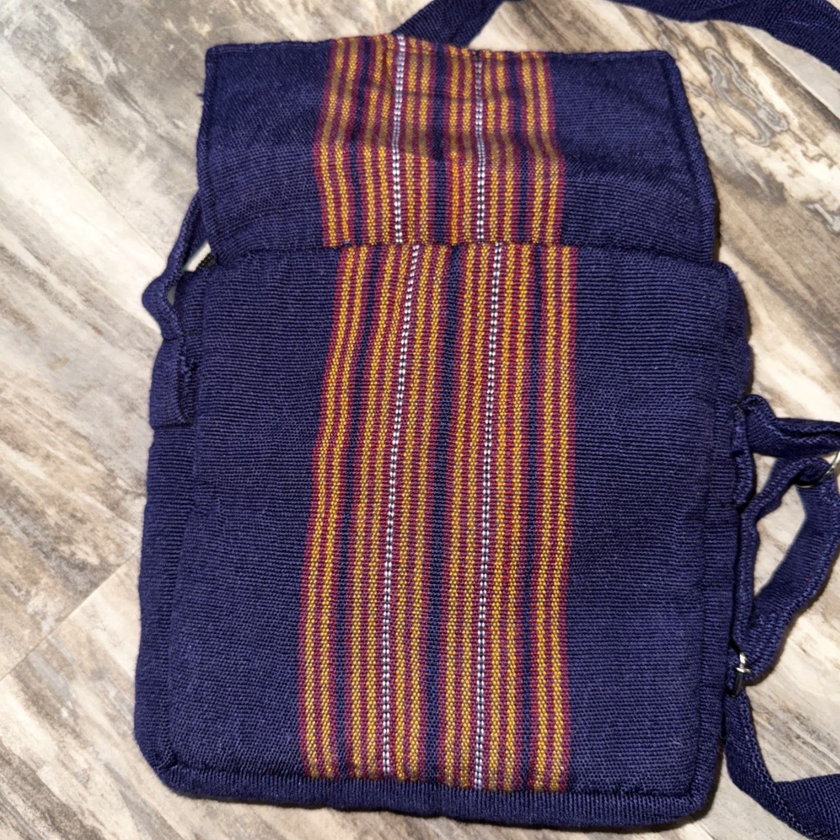 Vintage Unbranded Crossbody Bag Fabric Small 8x8 Blue Striped Travel Casual Adjustable Strap Womens Bags Size ONE SIZE - 4 Thumbnail