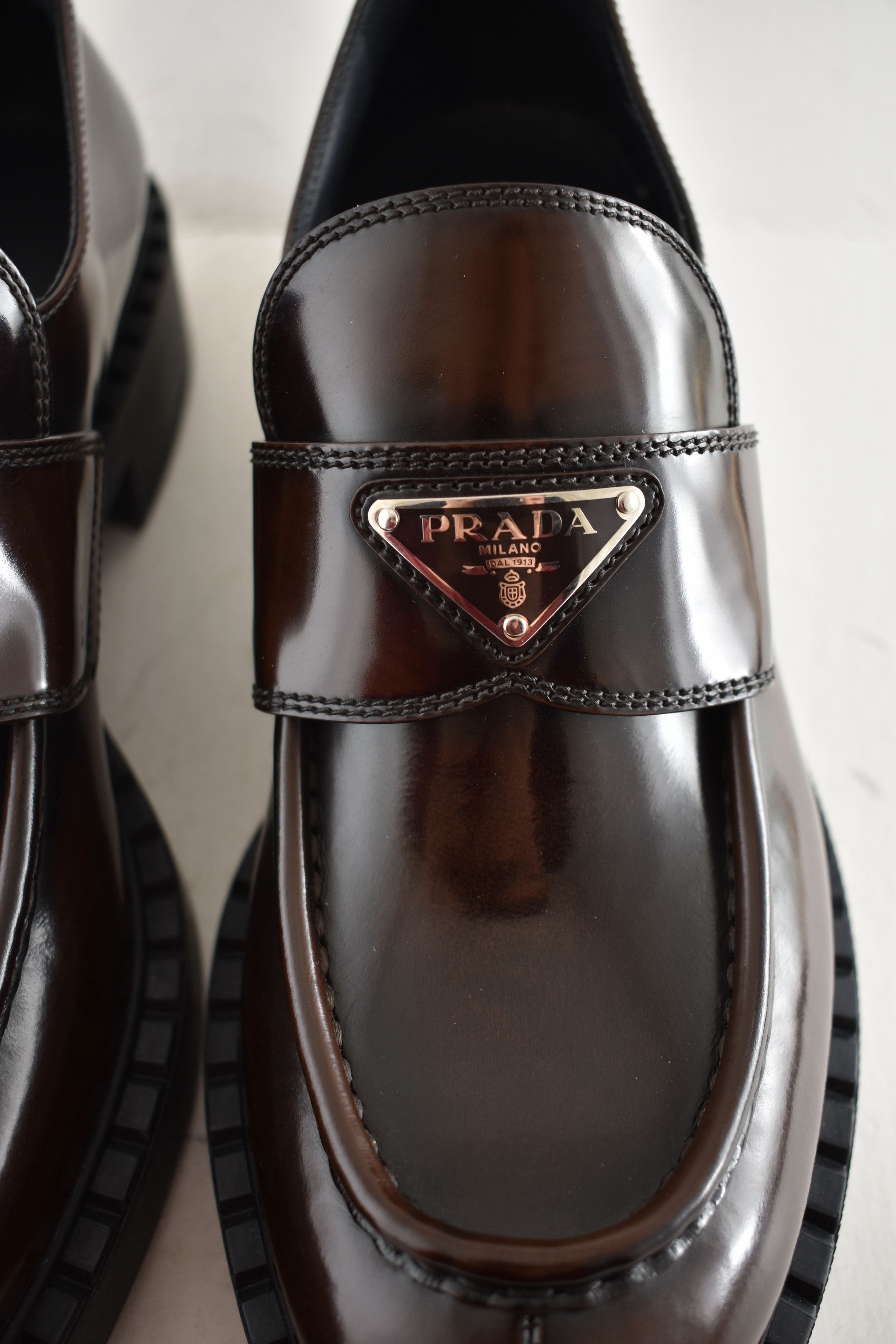 Prada Prada Triangle Logo Black Platform Loafer Slip On Flat 41.5 Size US 11.5 / IT 41.5 - 10 Thumbnail