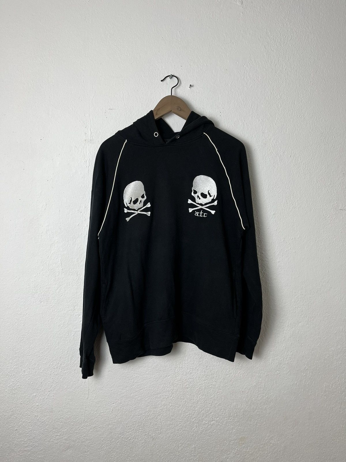 image of In The Attic Double Skull Hoodie in Black, Men's (Size Large)
