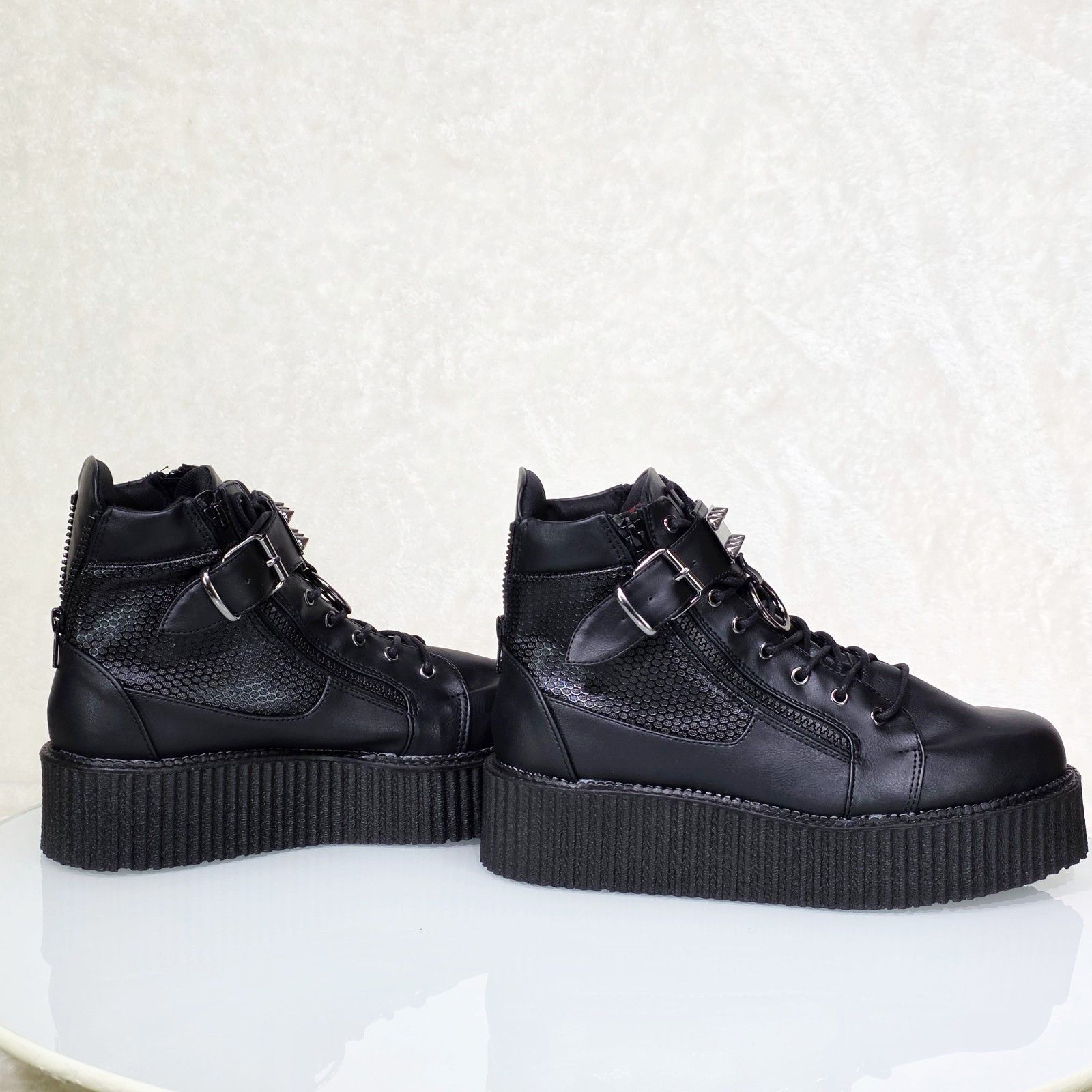 Demonia Cult DEMONIA V-Creeper 566 Goth Punk Ankle High Top Platform Cree Size US 9 / EU 42 - 3 Thumbnail
