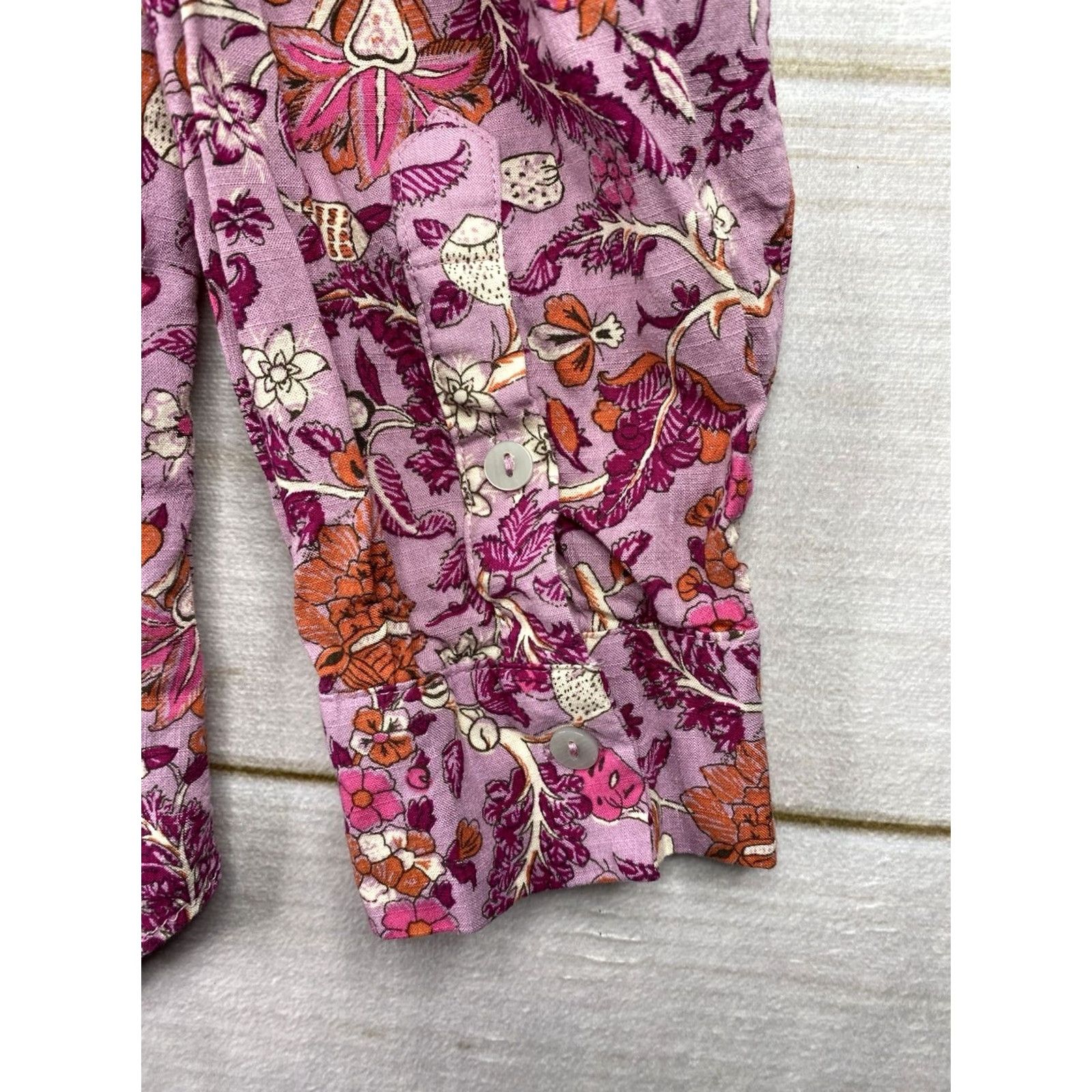 Vintage Knox Rose Top Womens XL Floral Button Up Tunic Pink Boho Long Sleeve Casual Shirt Size XL / US 12-14 / IT 48-50 - 7 Thumbnail
