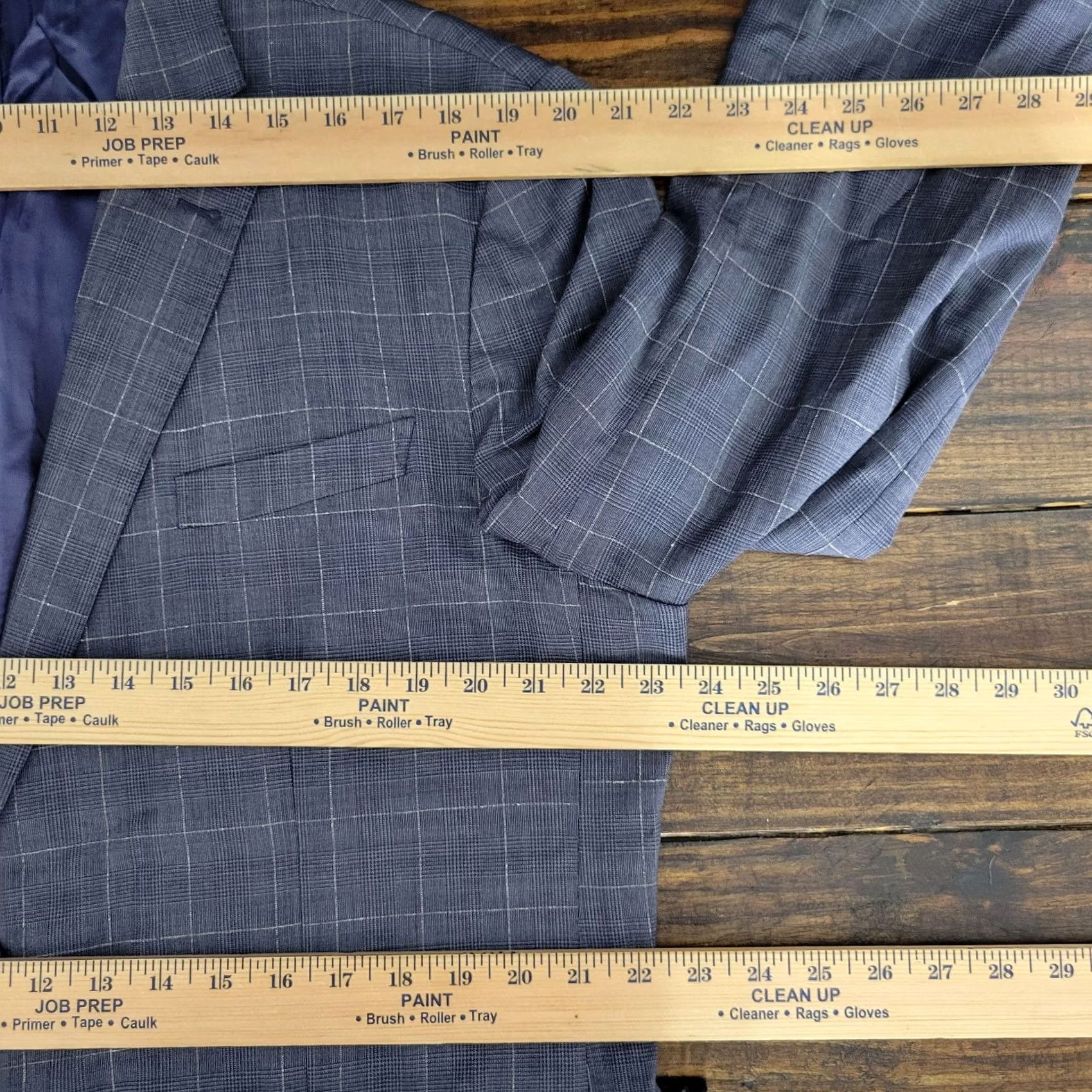 Vintage Sacoor Brothers Sport Coat Blazer Mens 48R Blue Plaid Wool Stretch Two Button Size 48R - 3 Thumbnail