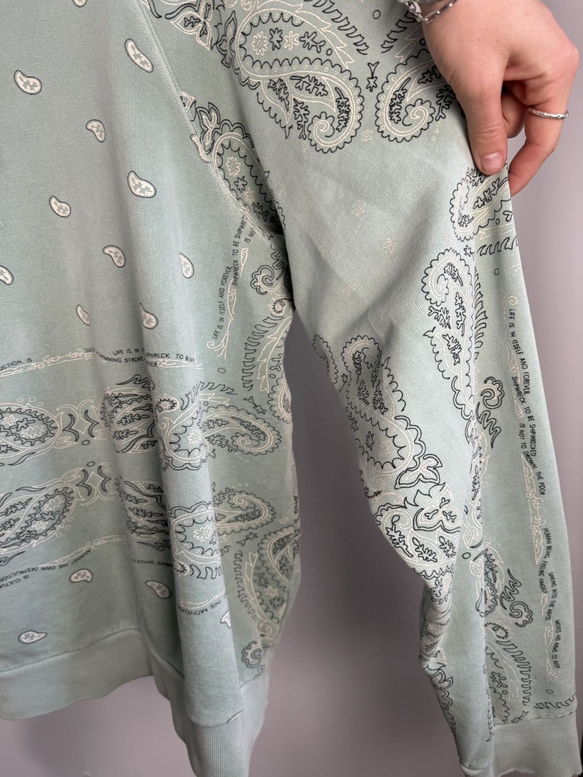 Raf Simons 🚭ARCHIVE GRAIL🚭 F/W 2004-2005 "WAVES" SEAFOAM PAISLEY HOODIE Size US XL / EU 56 / 4 - 17 Thumbnail
