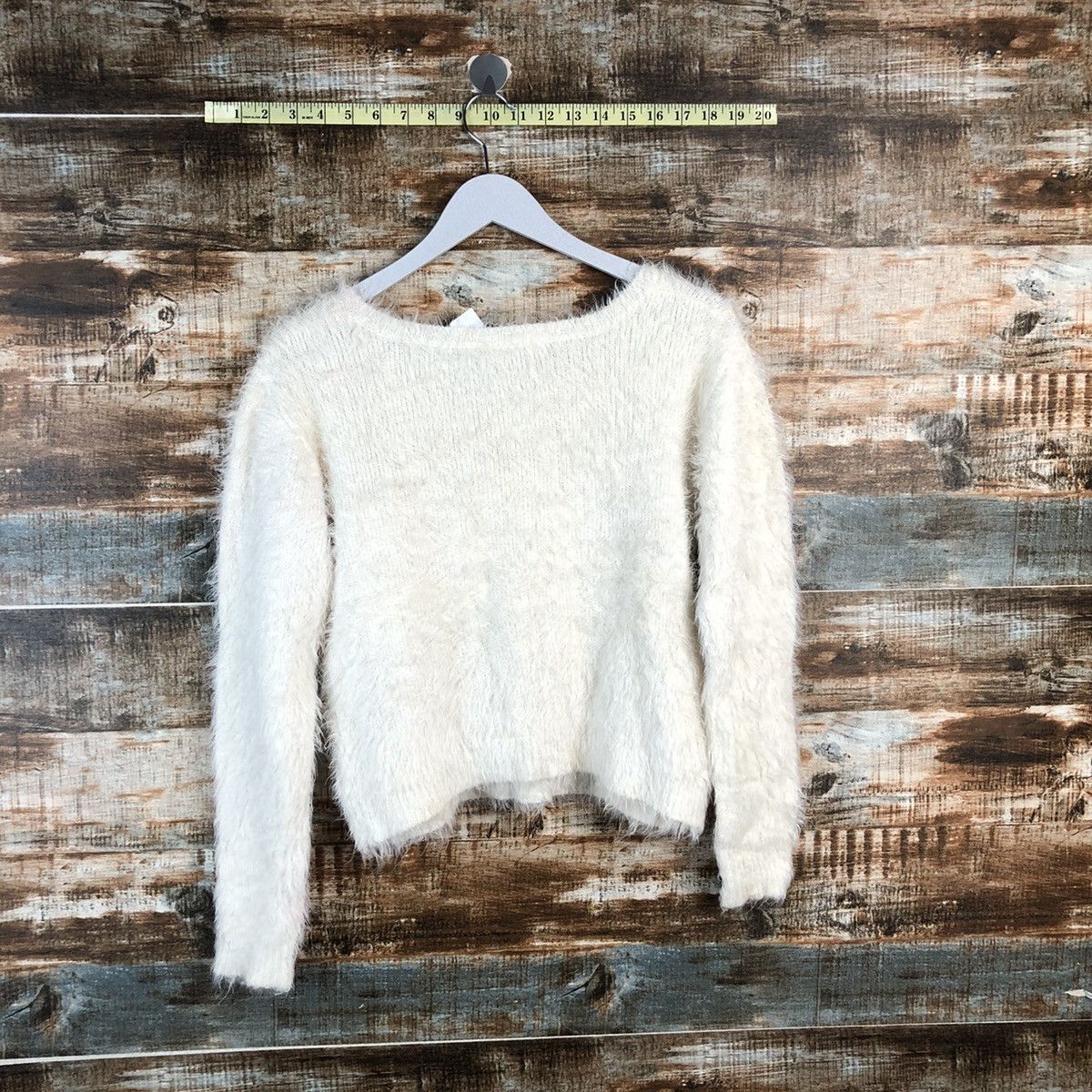 Homespun Knitwear × Japanese Brand DLL Colza White mohair shaggy fur Knitwear #C228 Size S / US 4 / IT 40 - 13 Thumbnail