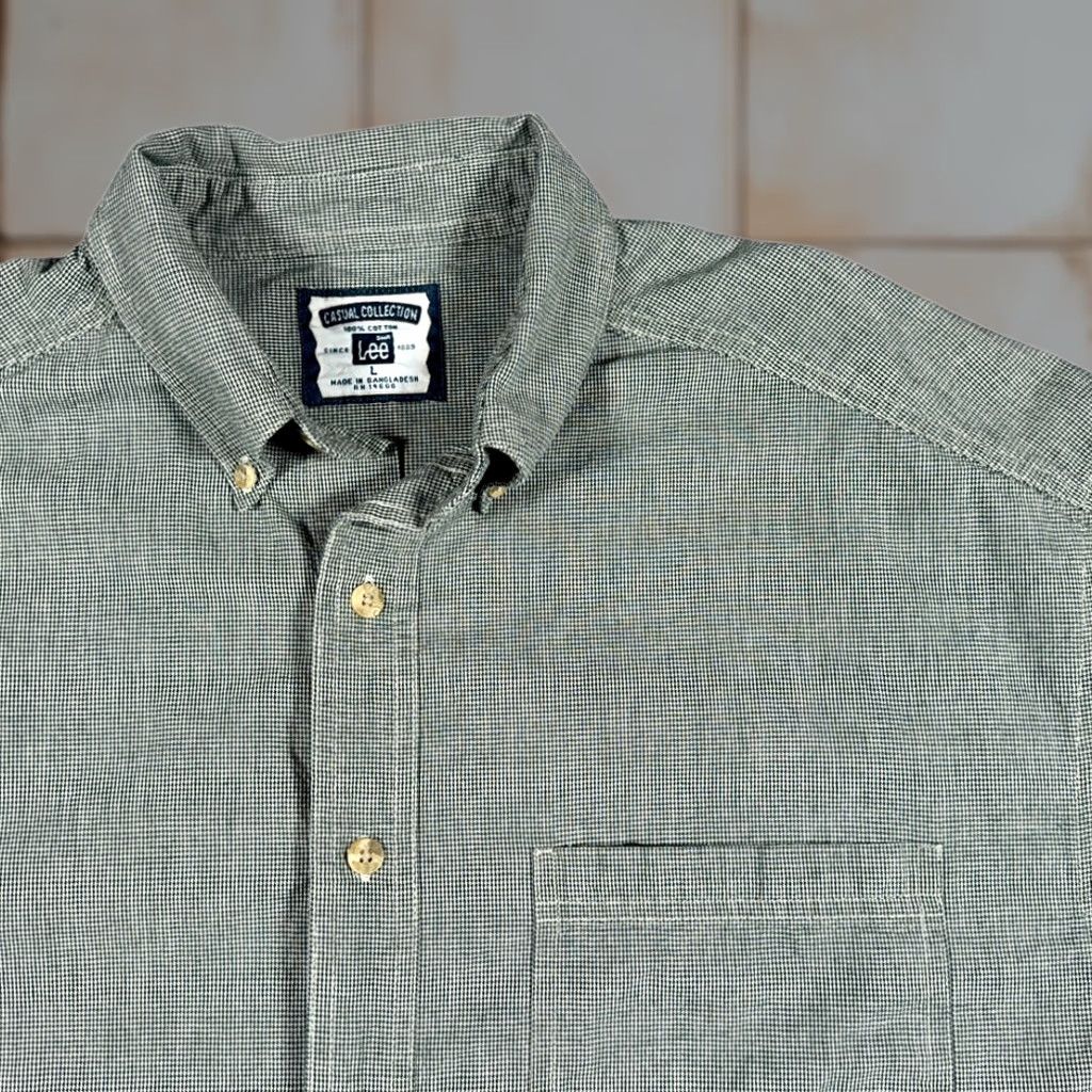 Lee VINTAGE Lee Shirt Adult LARGE Gray Black White Houndstooth Cotton Casual 90s Lee Shirt Mens Large Gray Black White Houndstooth Cotton Casual 90s Size US L / EU 52-54 / 3 - 1 Thumbnail