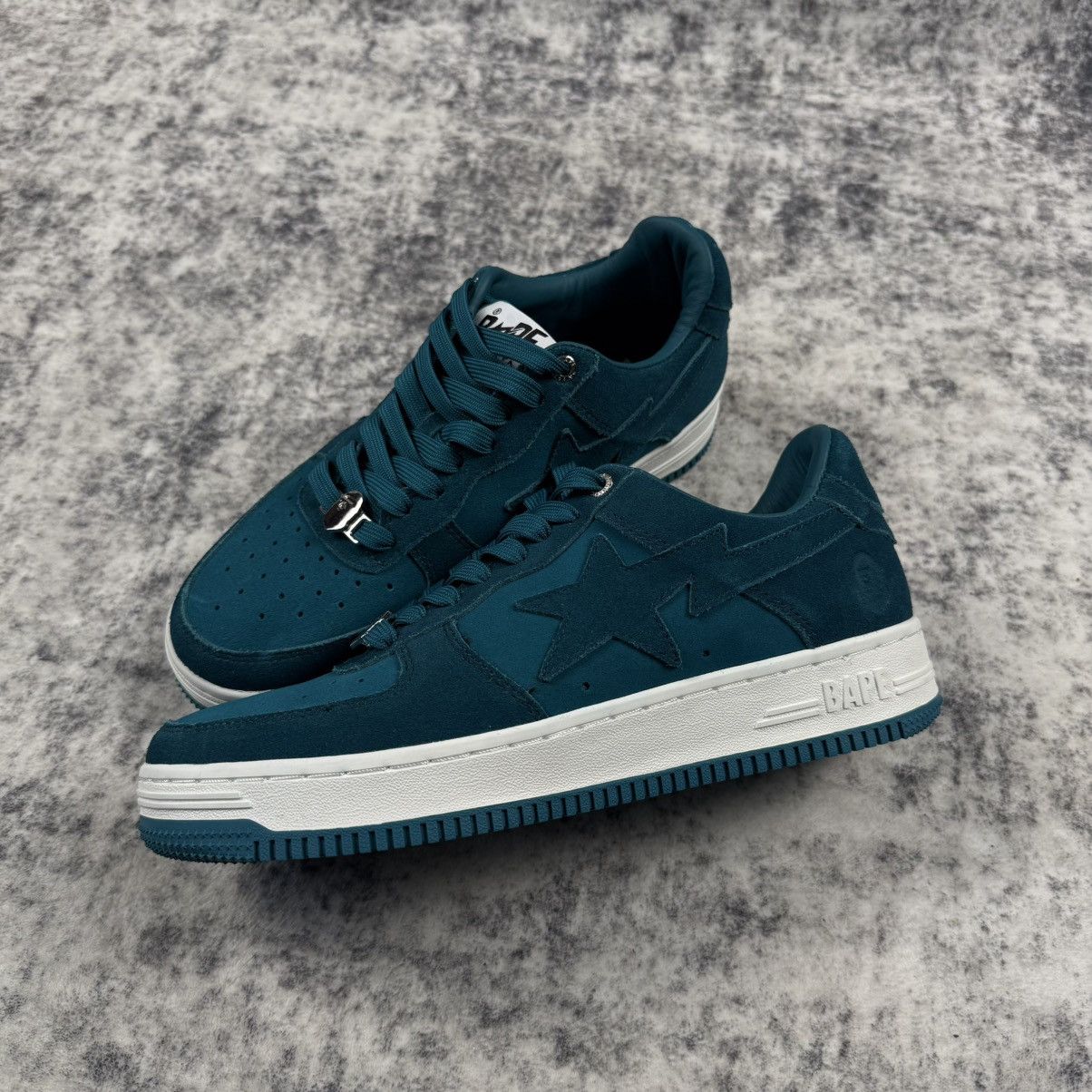 Bape BAPE STA Teal Monotone Suede Low Top Sneakers Size US 8 / EU 41 - 1 Thumbnail